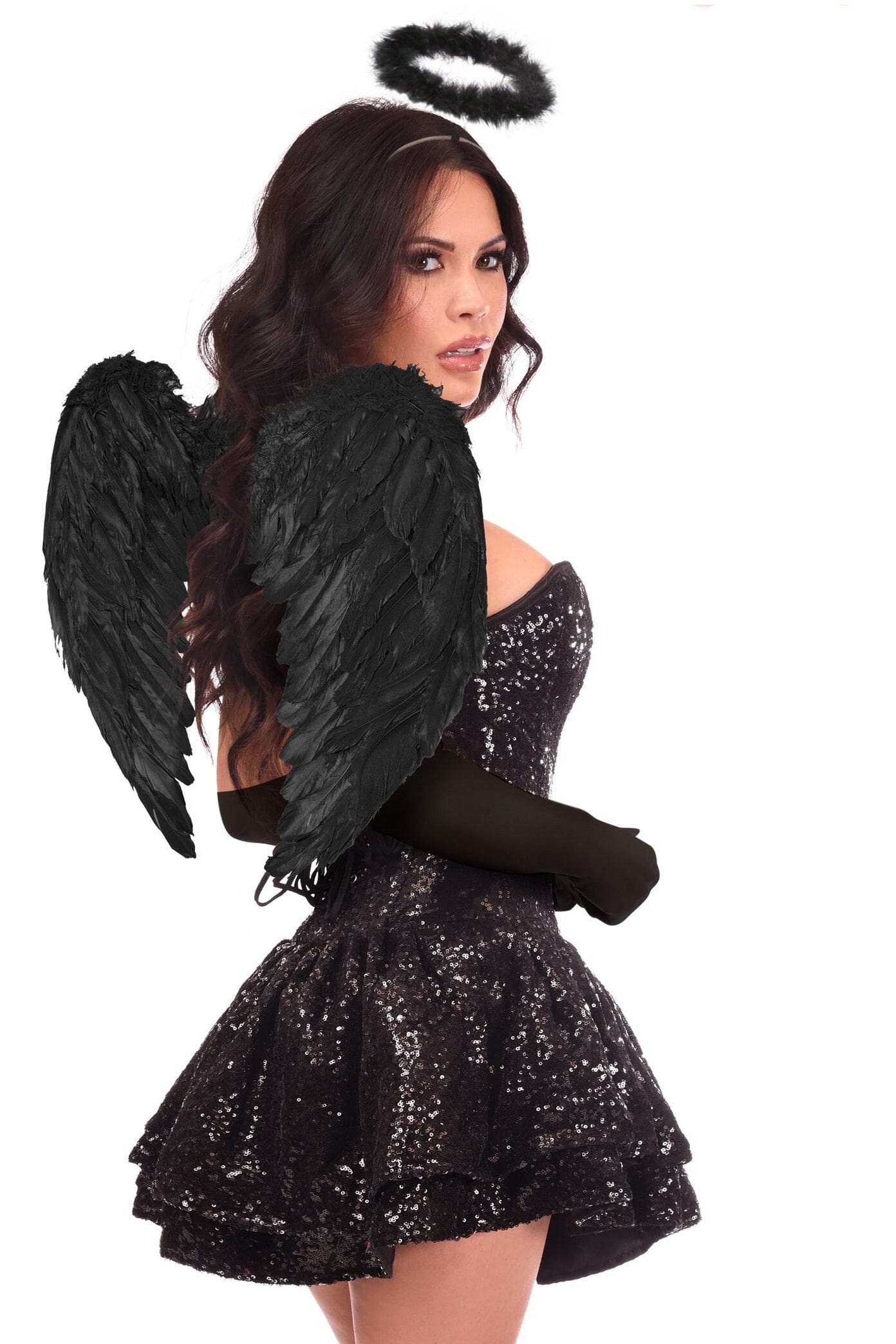 Top - Quality 4 - Piece Sequin Dark Angel Corset Dress Costume Set for Cosplay