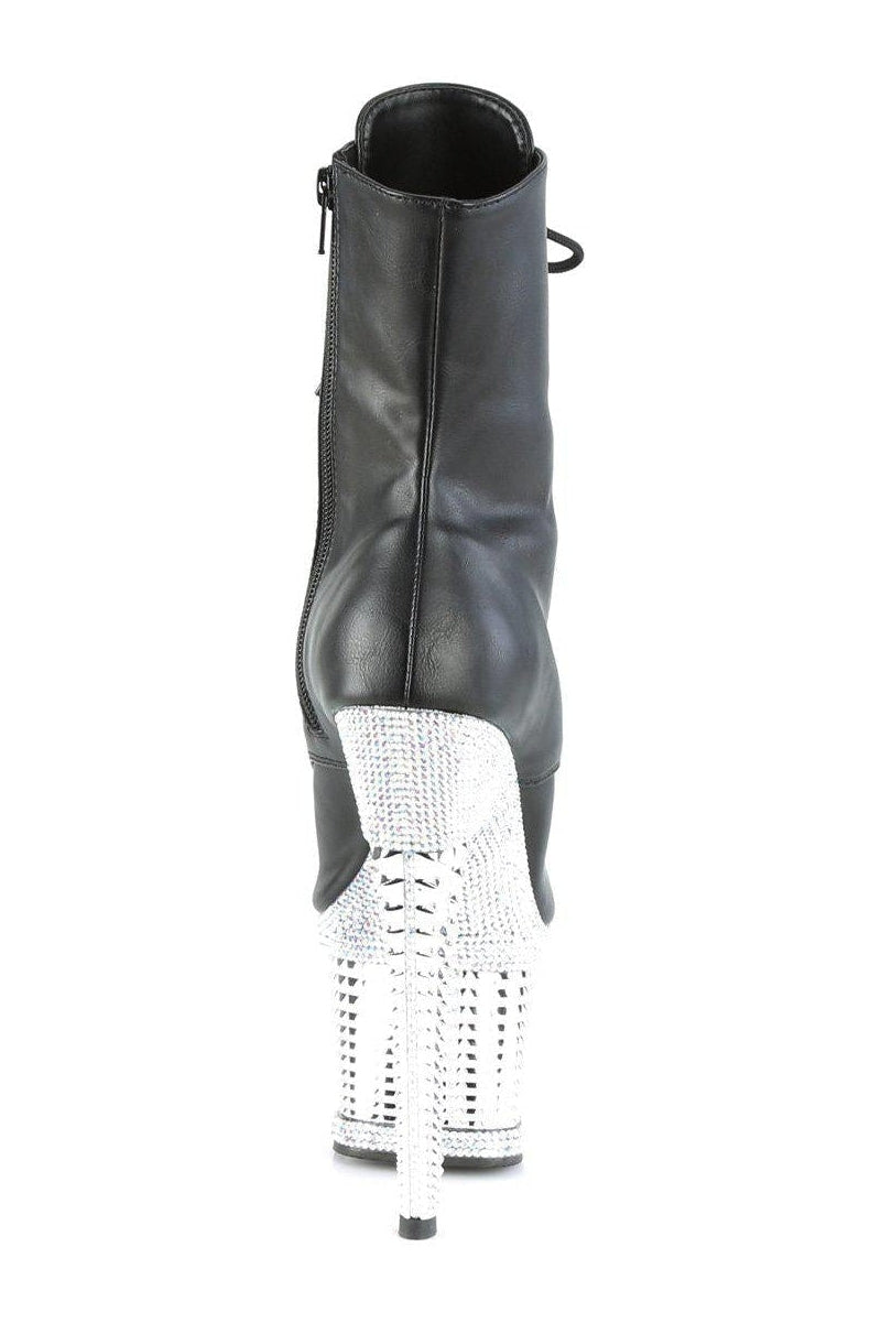 Pleaser Brand SPECTATOR-1021RS Stylish Black Faux Leather Ankle Boot for Fashion Lovers