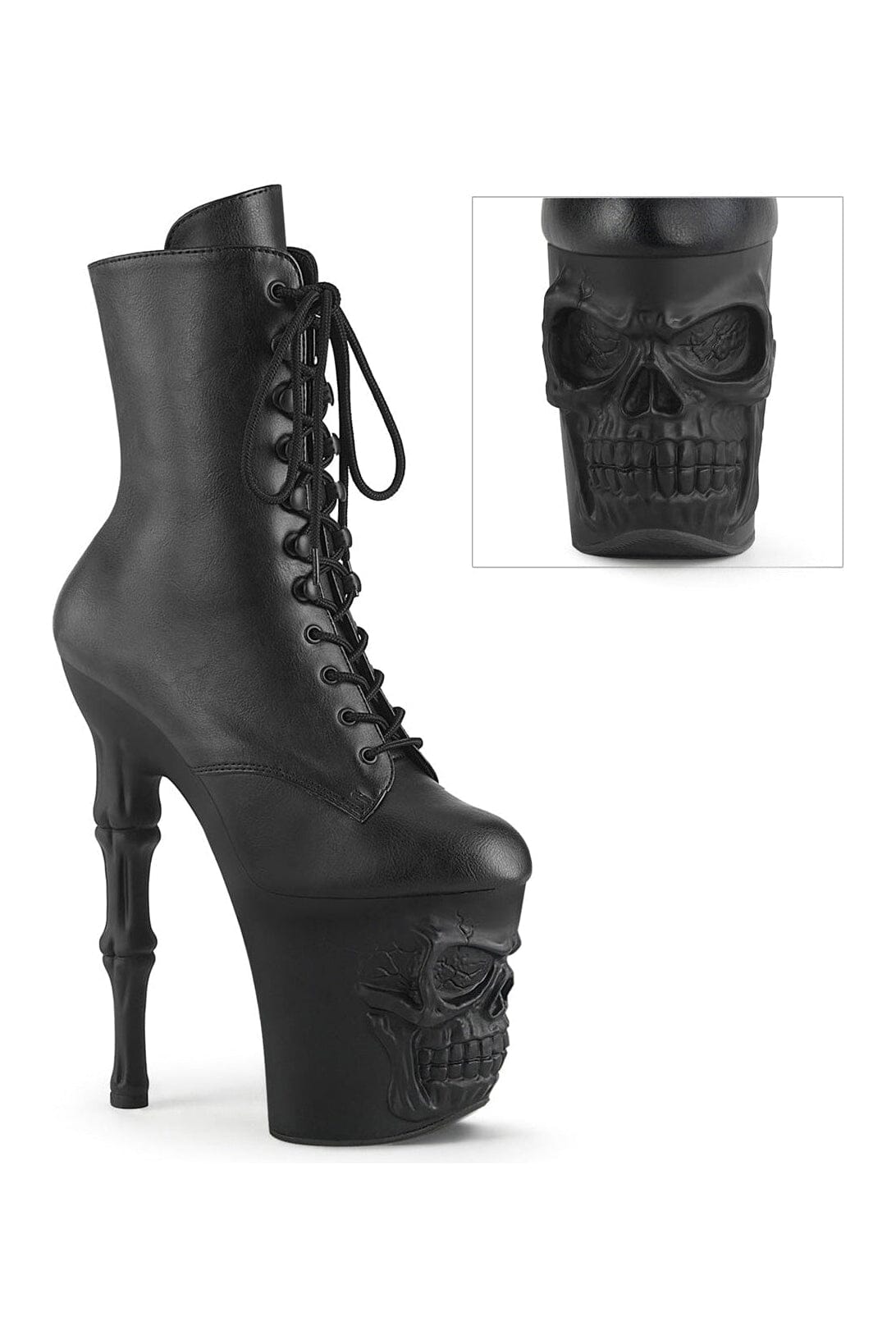 Pleaser's RAPTURE - 1020 Stylish Black Faux Leather Ankle Boots