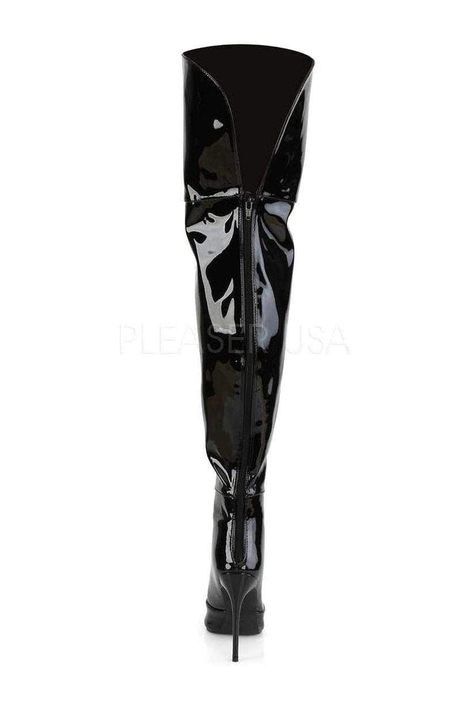 Stylish Black Patent Leather Courtly-3012 Thigh High Boots for Fashionable Women