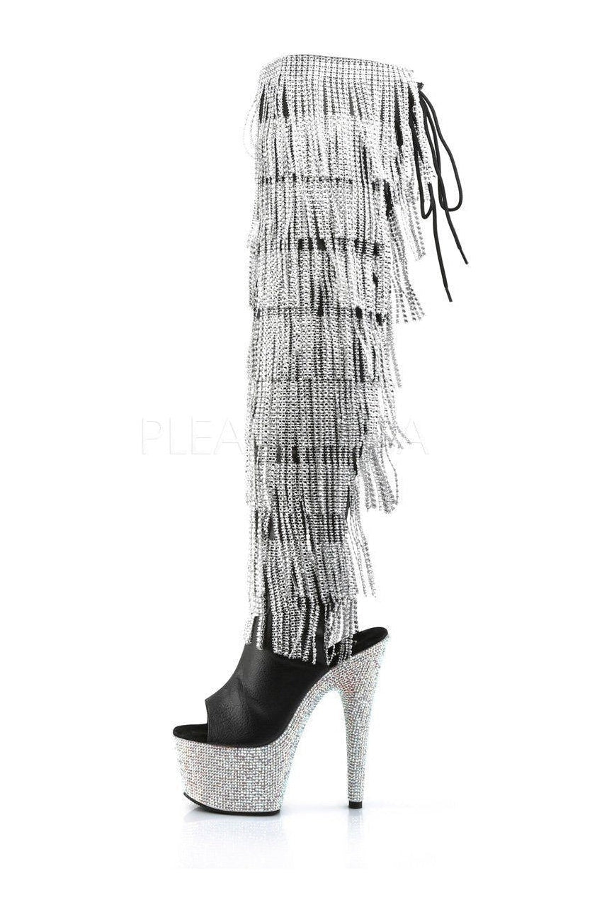 BEJEWELED 3019RSF-7 Black Faux Leather Platform Boots for Fashionable Wear