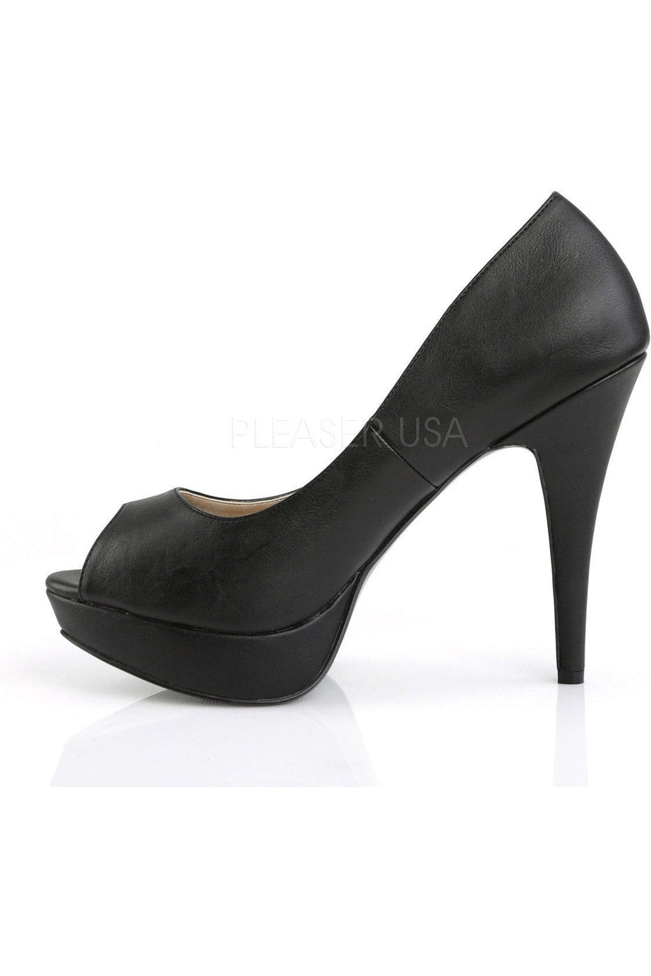 CHLOE-01 Women's Black Faux Leather Peep Toe Pump Shoes