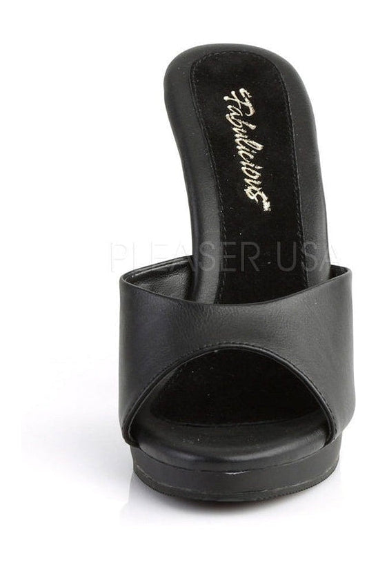 Black Faux Leather FLAIR-401-2 Platform Slide Women's Fashion Sandals