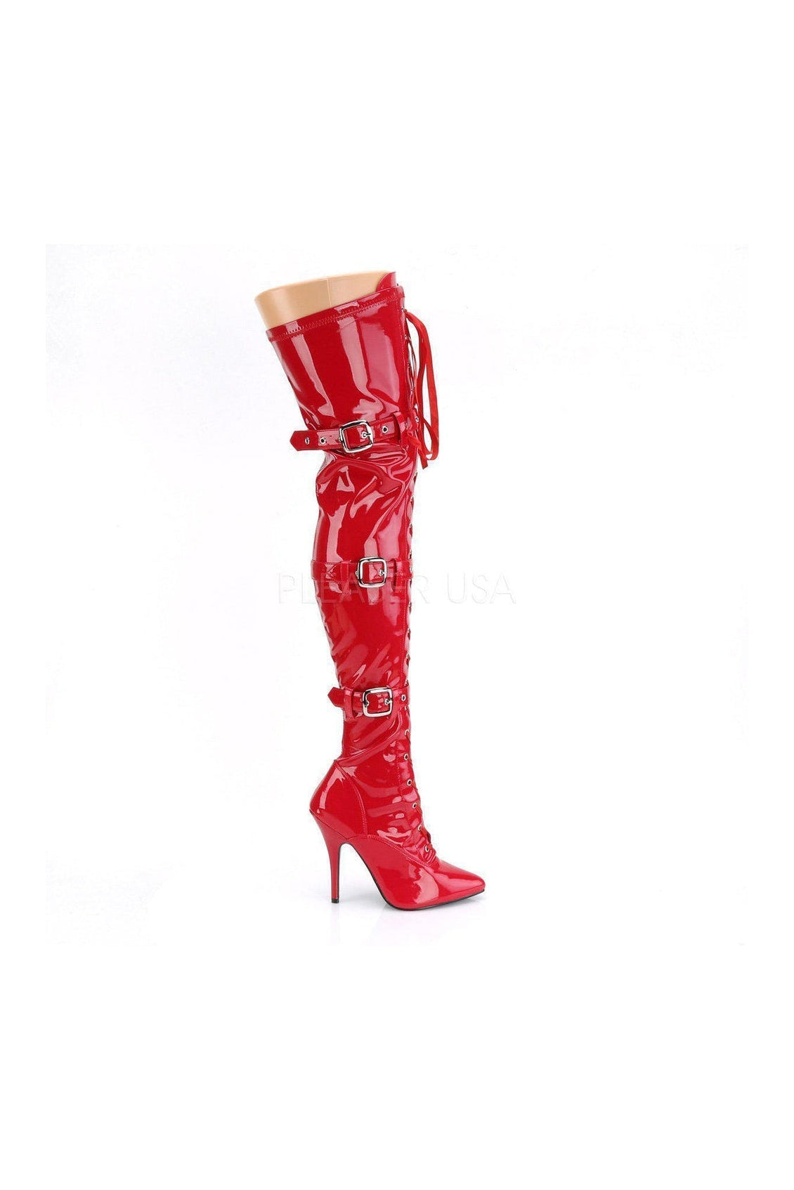 Red Patent SEDUCE-3028 Stylish Thigh High Boots