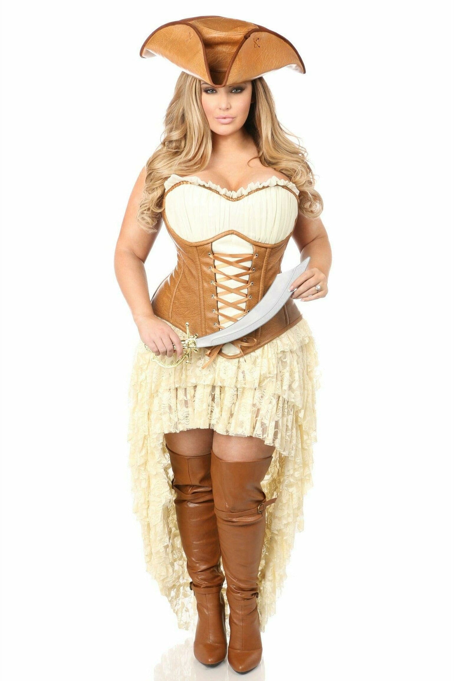 4 - Piece Premium Sexy Pirate Corset Costume for Top - notch Appeal
