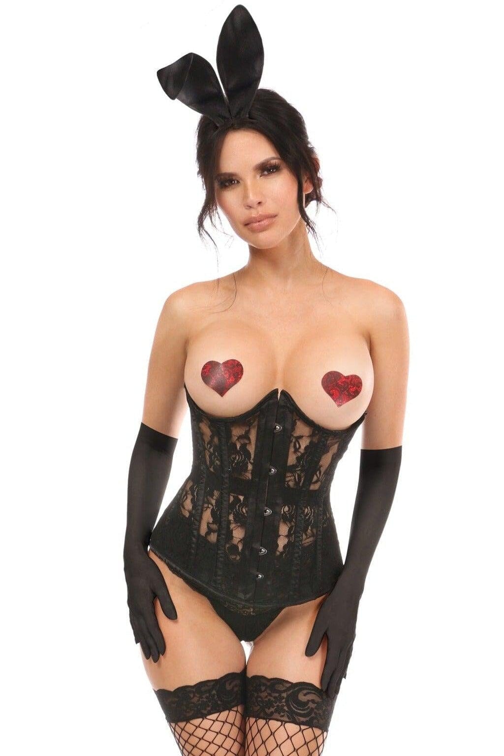 4-Piece Bold Bunny Lingerie Corset Costume Set