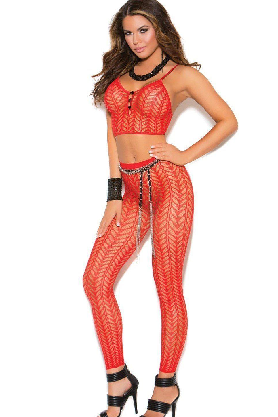Elegant Feather-Designed Cami Top and Matching Leggings Set