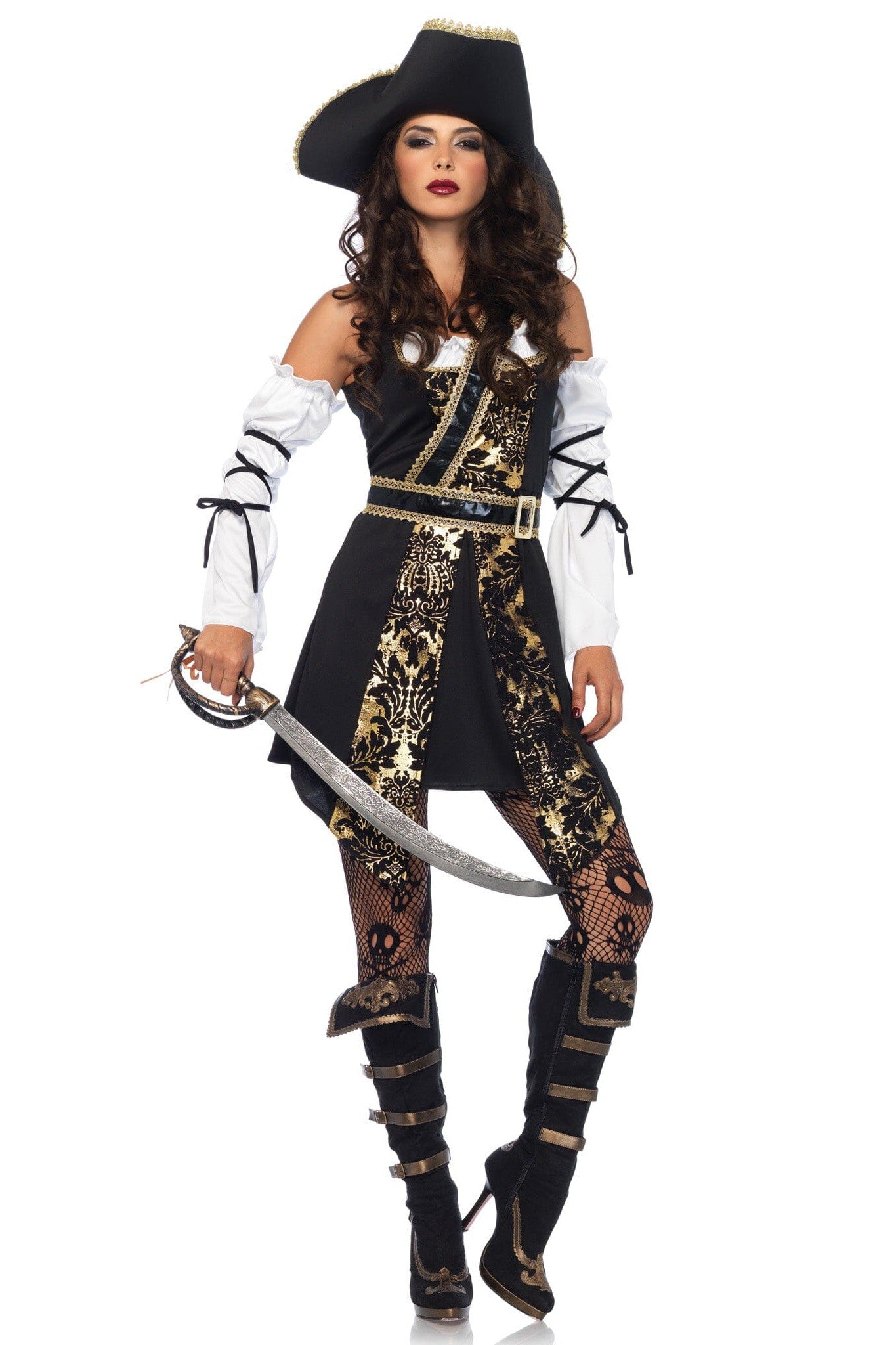 4-Piece Black Sea Buccaneer Costume Set by Leg Avenue