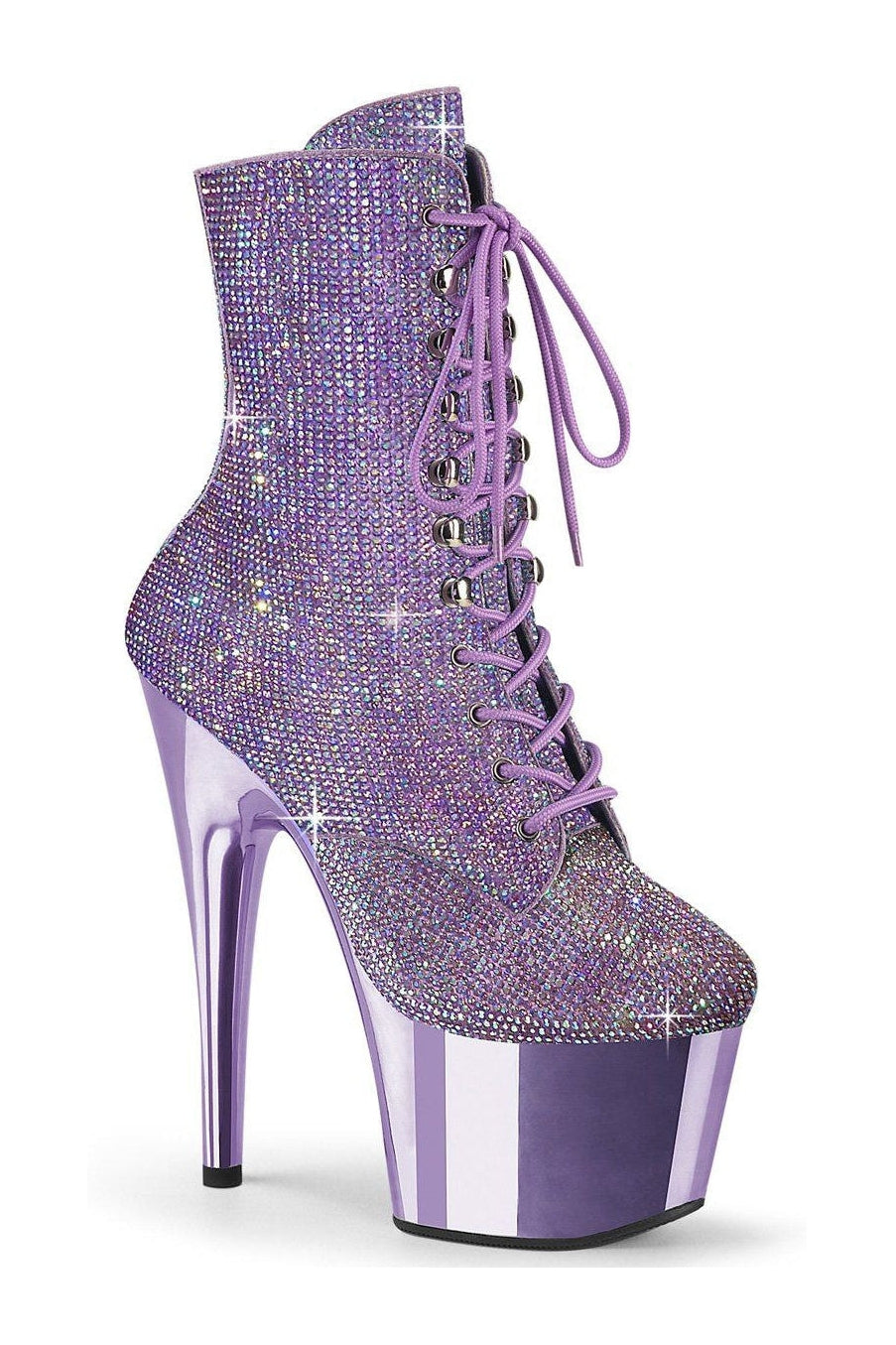 Pleaser Purple Faux Suede Rhinestone Ankle Boot ADORE - 1020CHRS