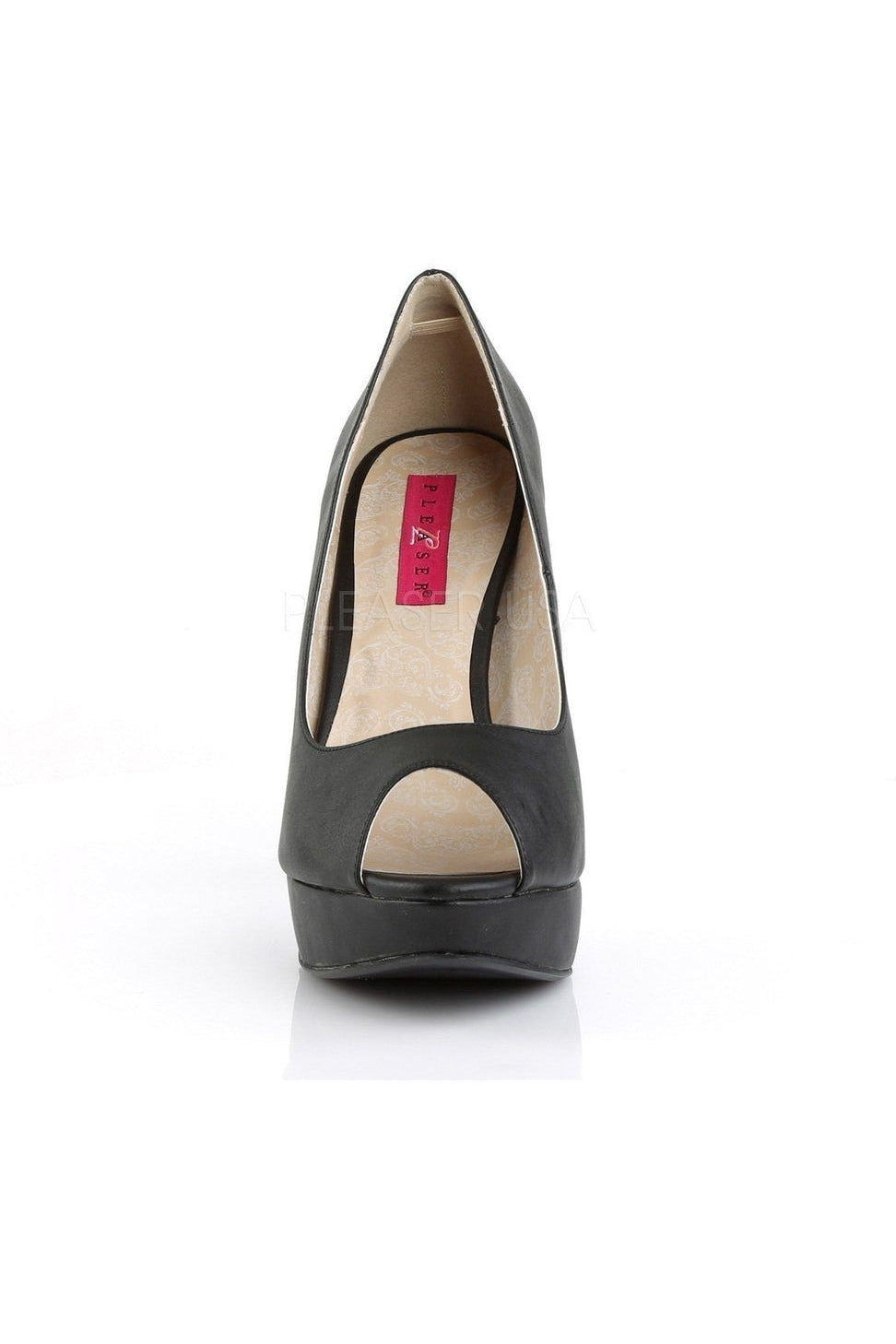 CHLOE-01 Women's Black Faux Leather Peep Toe Pump Shoes
