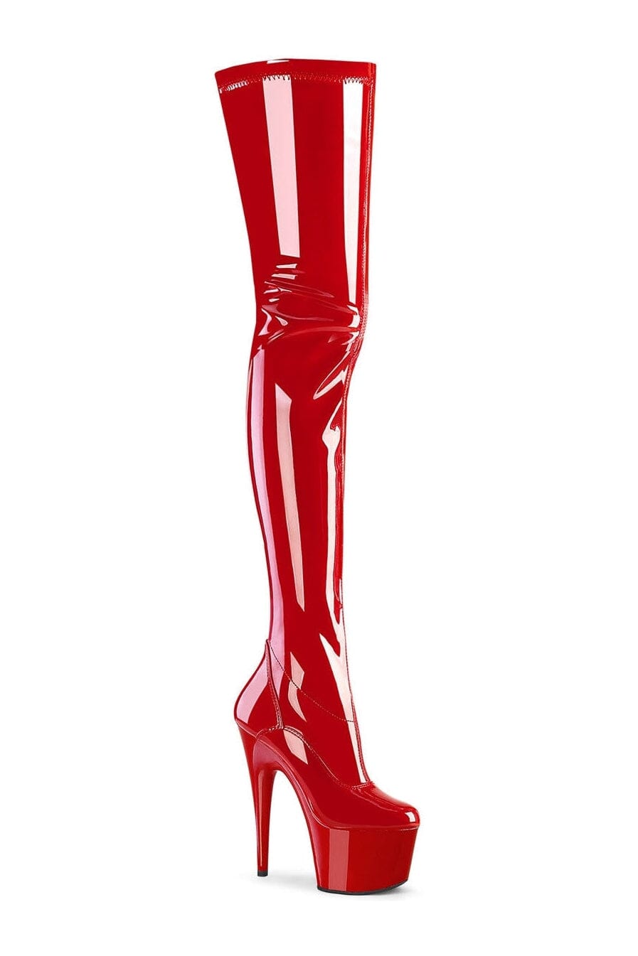 Pleaser ADORE - 4000 Red Patent Stretch Thigh - High Boots