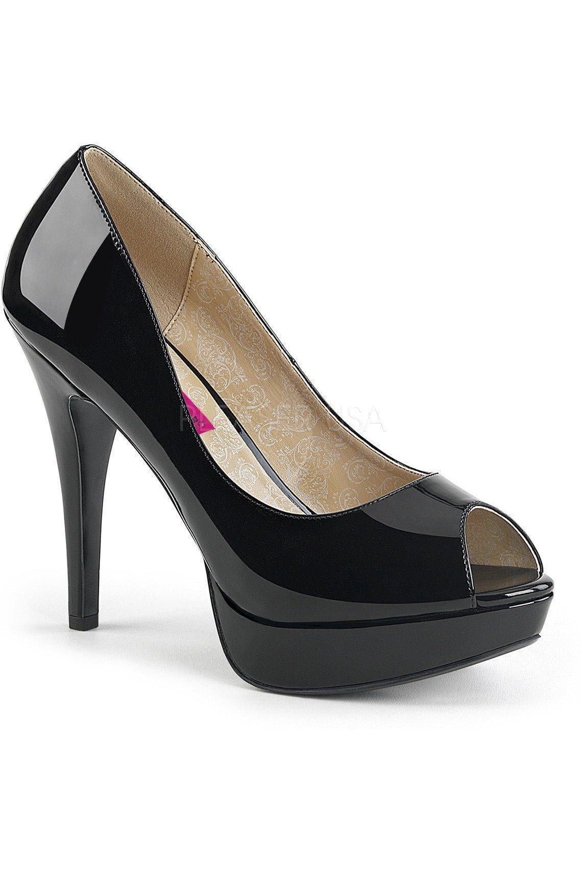 Black Patent Leather CHLOE - 01 Women's Peep - Toe Pumps with Heel and Platform