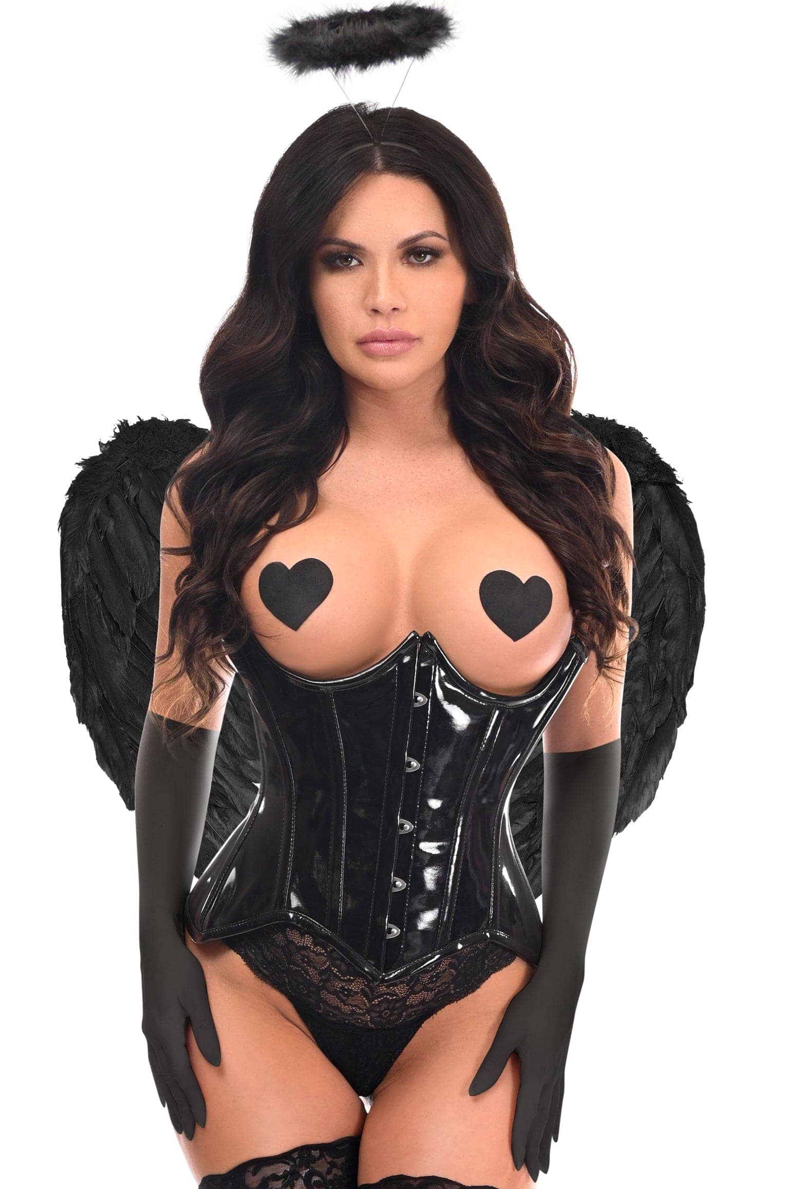 4 - Piece Black Patent Dark Angel Corset Costume for Stunning Looks