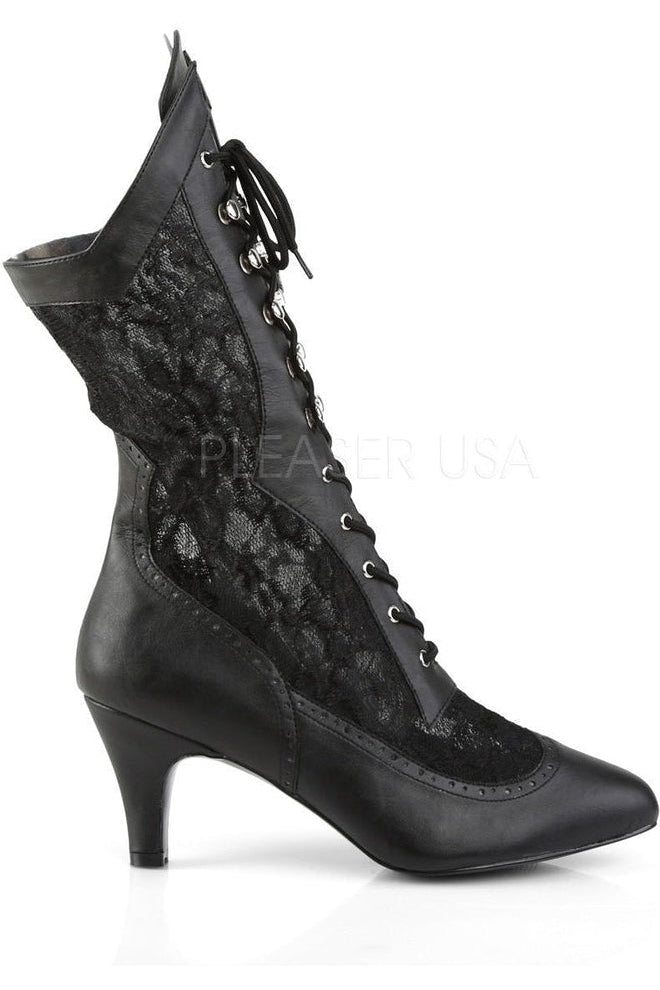 Black Faux Leather DIVINE - 1050 Calf - High Knee Boot with 3 - Inch Heel
