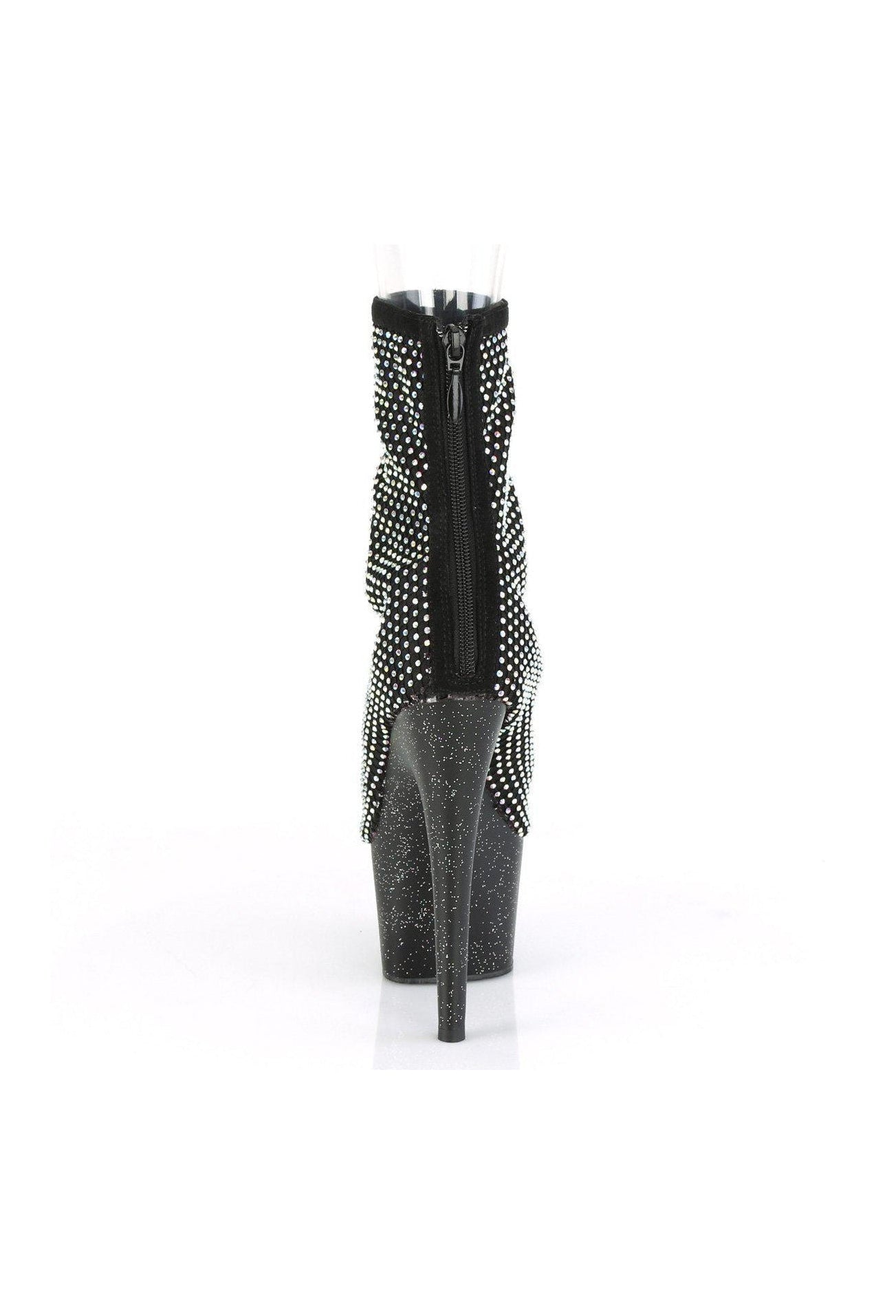 ADORE-1031GM Black Faux Suede Open Toe Ankle Boots for Fashionable Wear