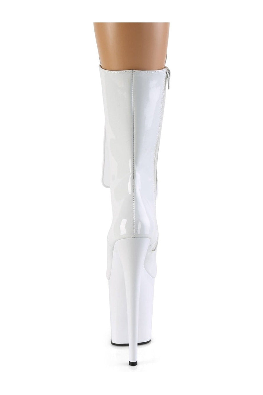 Exotic White Patent Leather Flamingo-1050 Lace-Up Glitter Ankle Boots