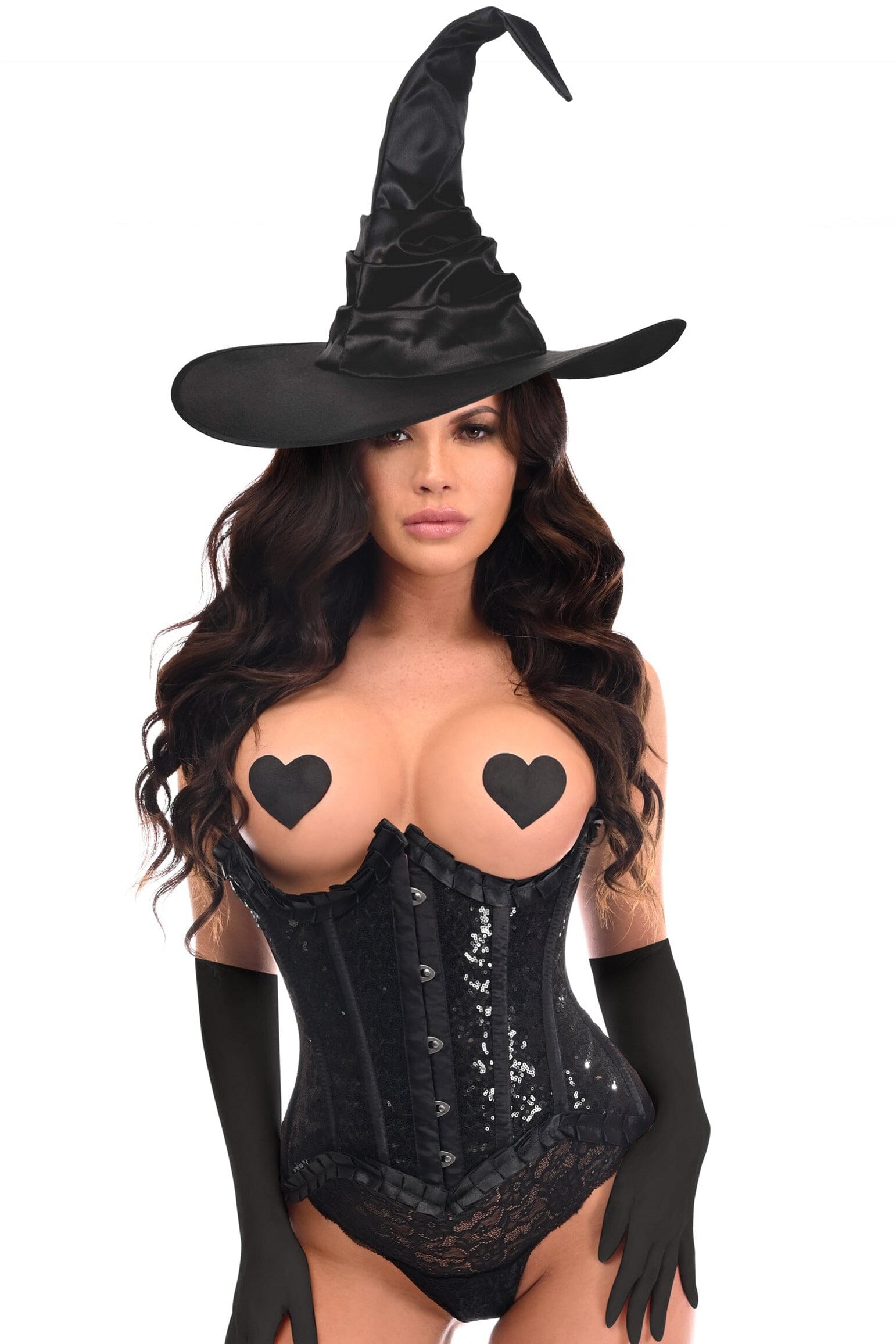 Premium 3-Piece Pin-Up Witch Underbust Corset Costume Set