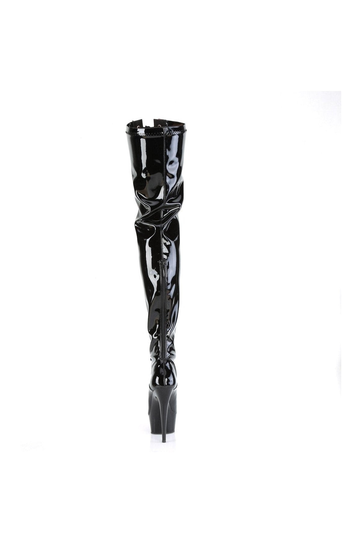 Pleaser Brand DELIGHT-3027 Black Patent Leather High - Fashion Thigh Boot