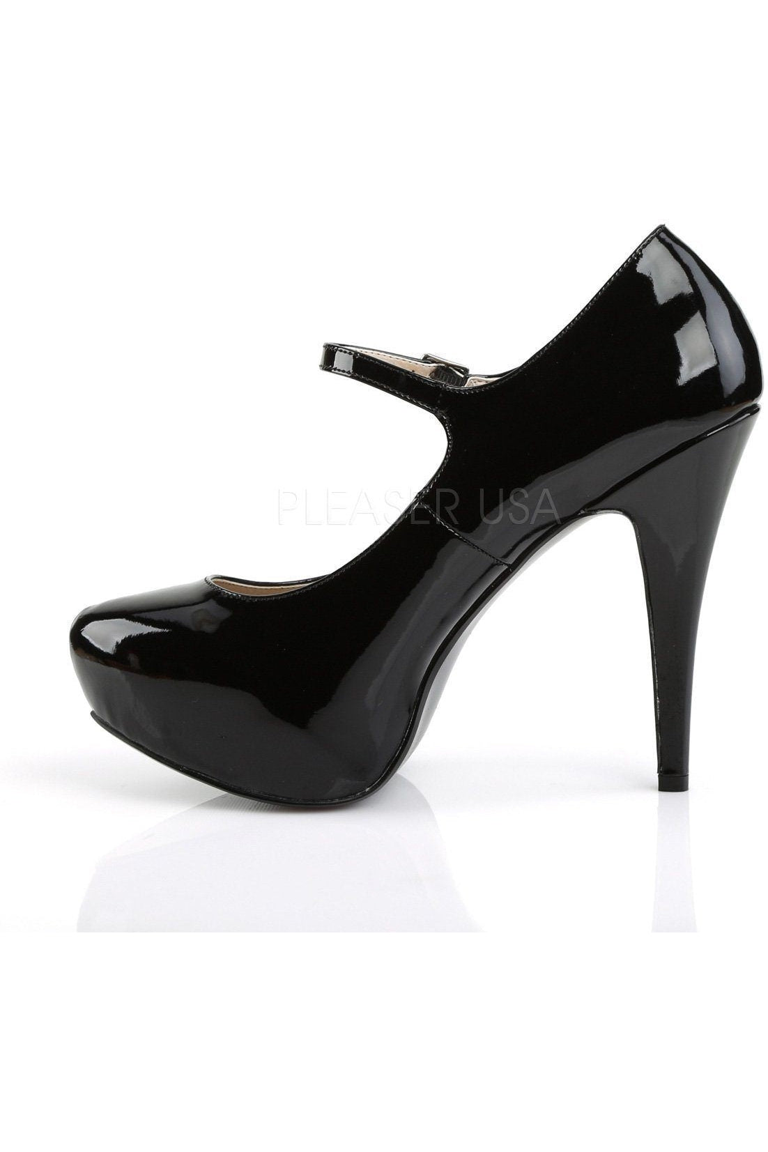 Stylish Black Patent CHLOE-02 Maryjane Pump with High Heel