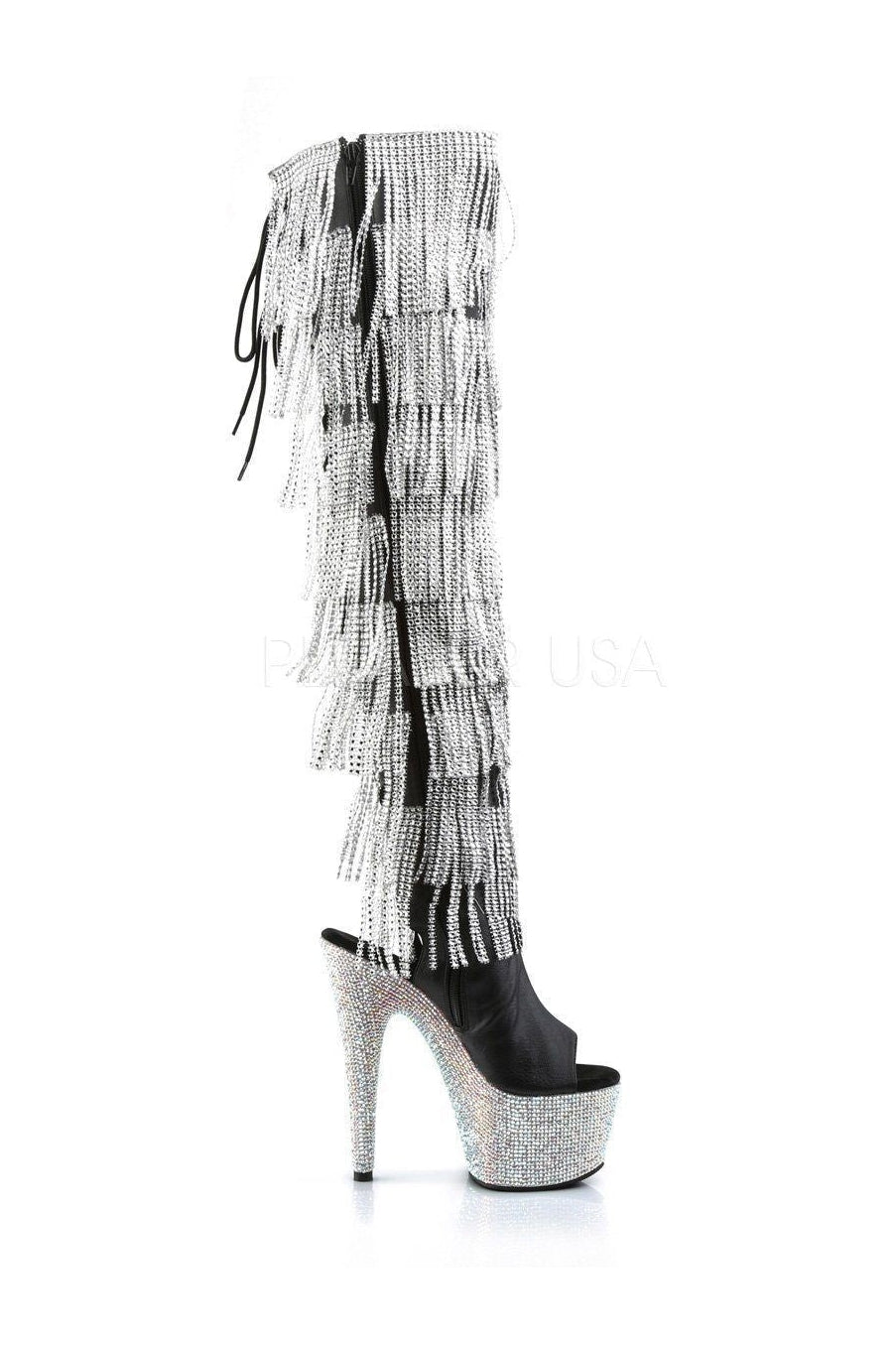BEJEWELED 3019RSF-7 Black Faux Leather Platform Boots for Fashionable Wear