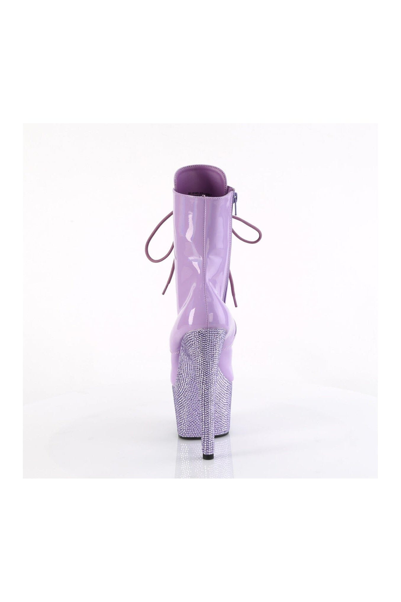 Pleaser Purple Patent Rhinestone Embellished Front Lace - Up and Side Zipper Ankle Boot BEJEWELED - 1020 - 7
