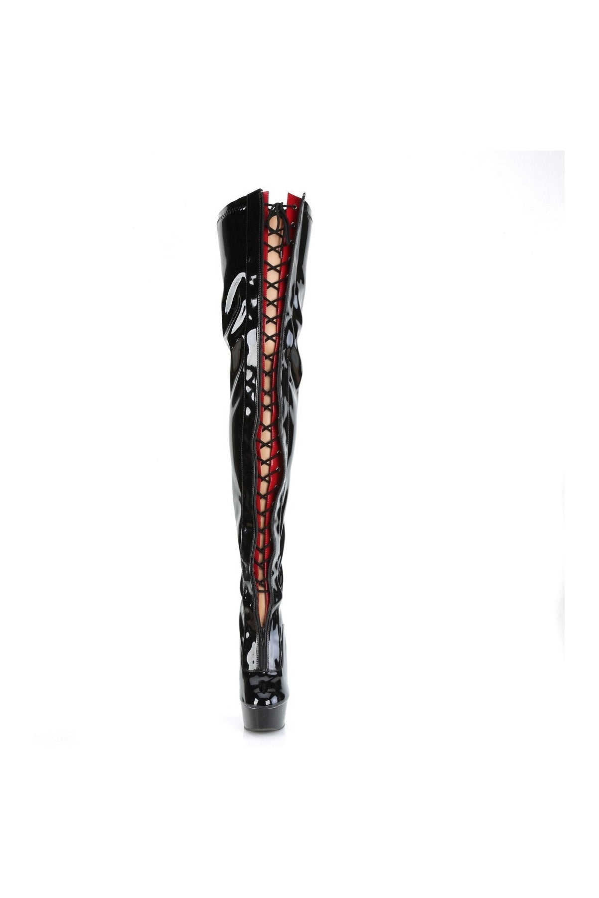 Pleaser Brand DELIGHT-3027 Black Patent Leather High - Fashion Thigh Boot