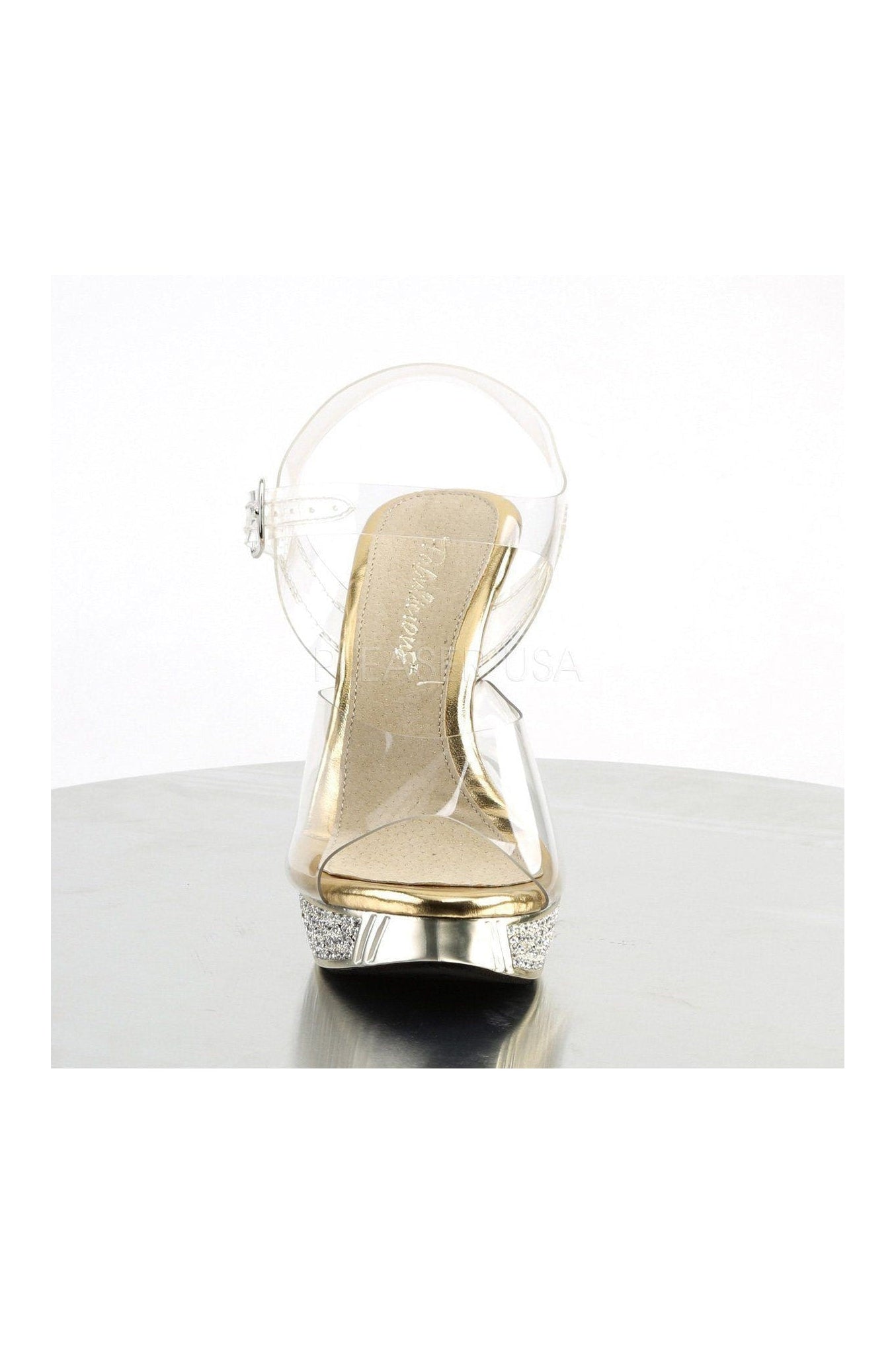 Stylish ELEGANT - 408 Clear Vinyl Slide Sandals with Rhinestone Embellishments