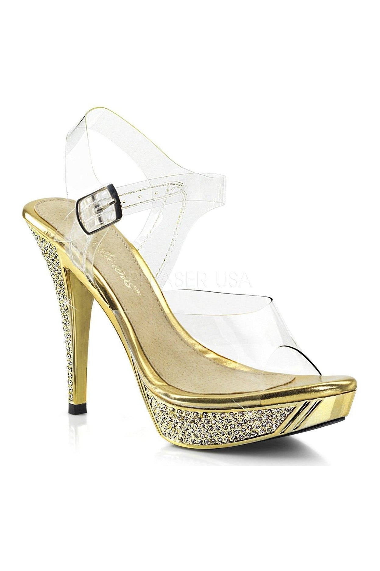 Stylish ELEGANT - 408 Clear Vinyl Slide Sandals with Rhinestone Embellishments