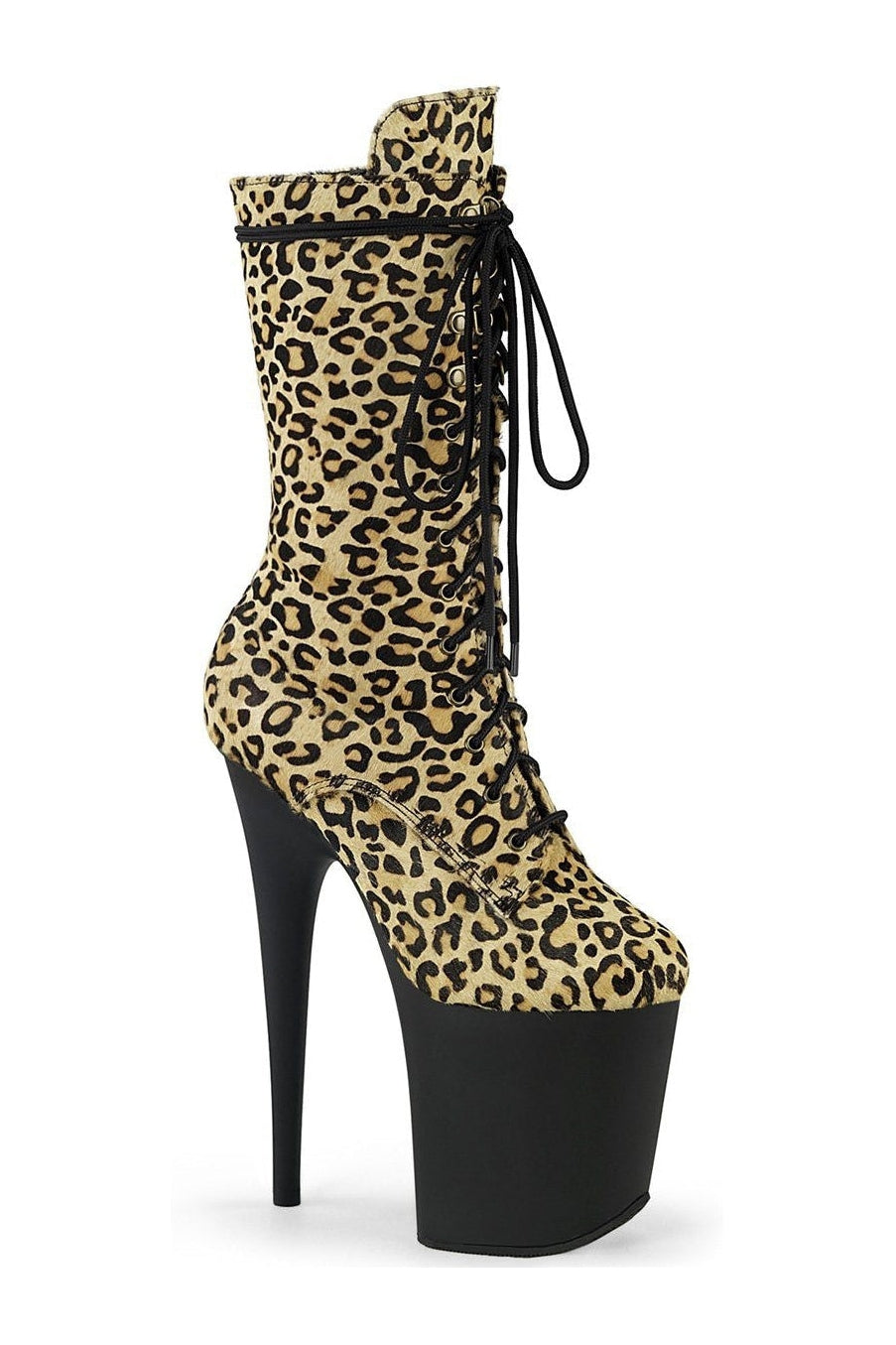 Pleaser Brand FLAMINGO-1050LP Ankle Boot with Animal Faux Suede Material