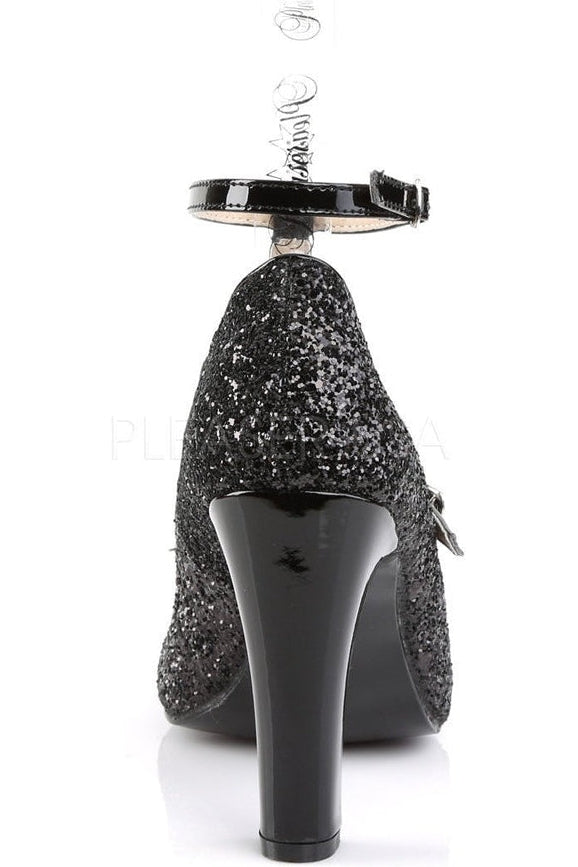 Gorgeous Black Glitter Round Toe Queen-01 Pumps for Women
