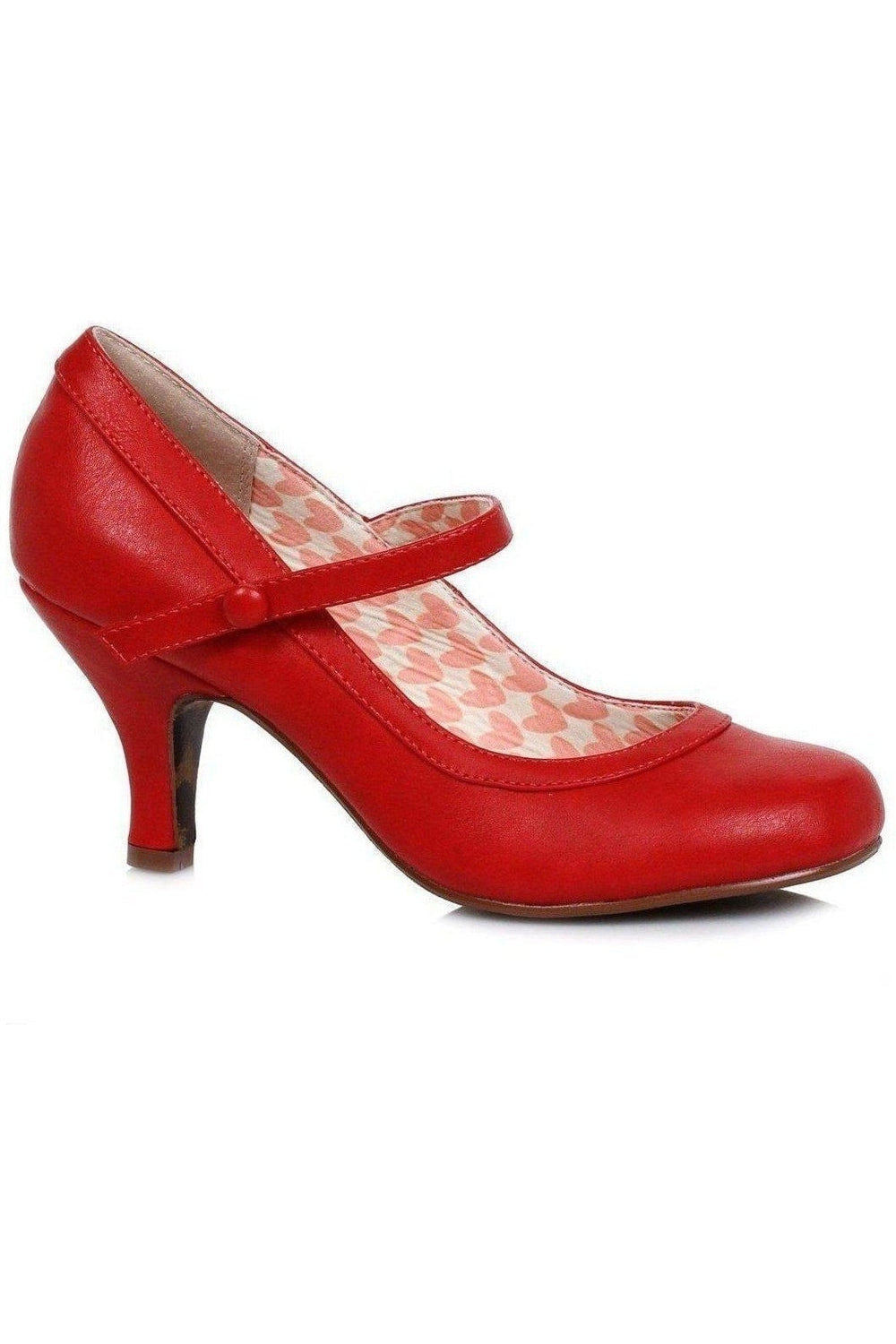 Bettie Page Red Faux Leather Vintage Mary Jane Pumps