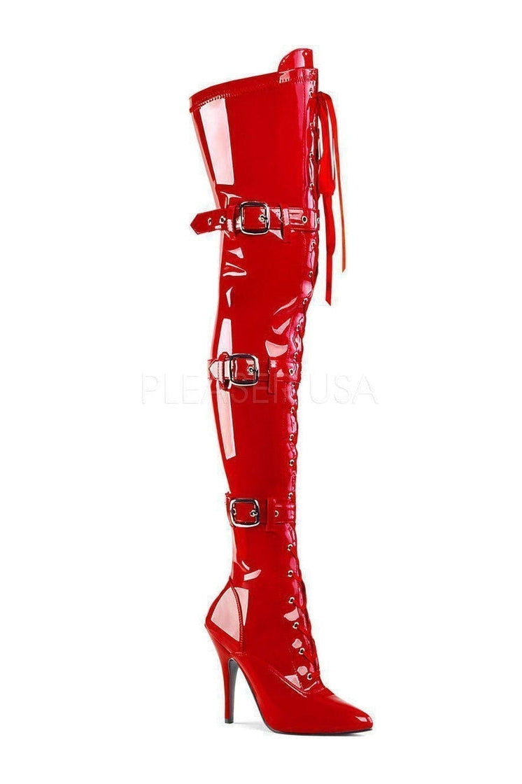 Red Patent SEDUCE-3028 Stylish Thigh High Boots