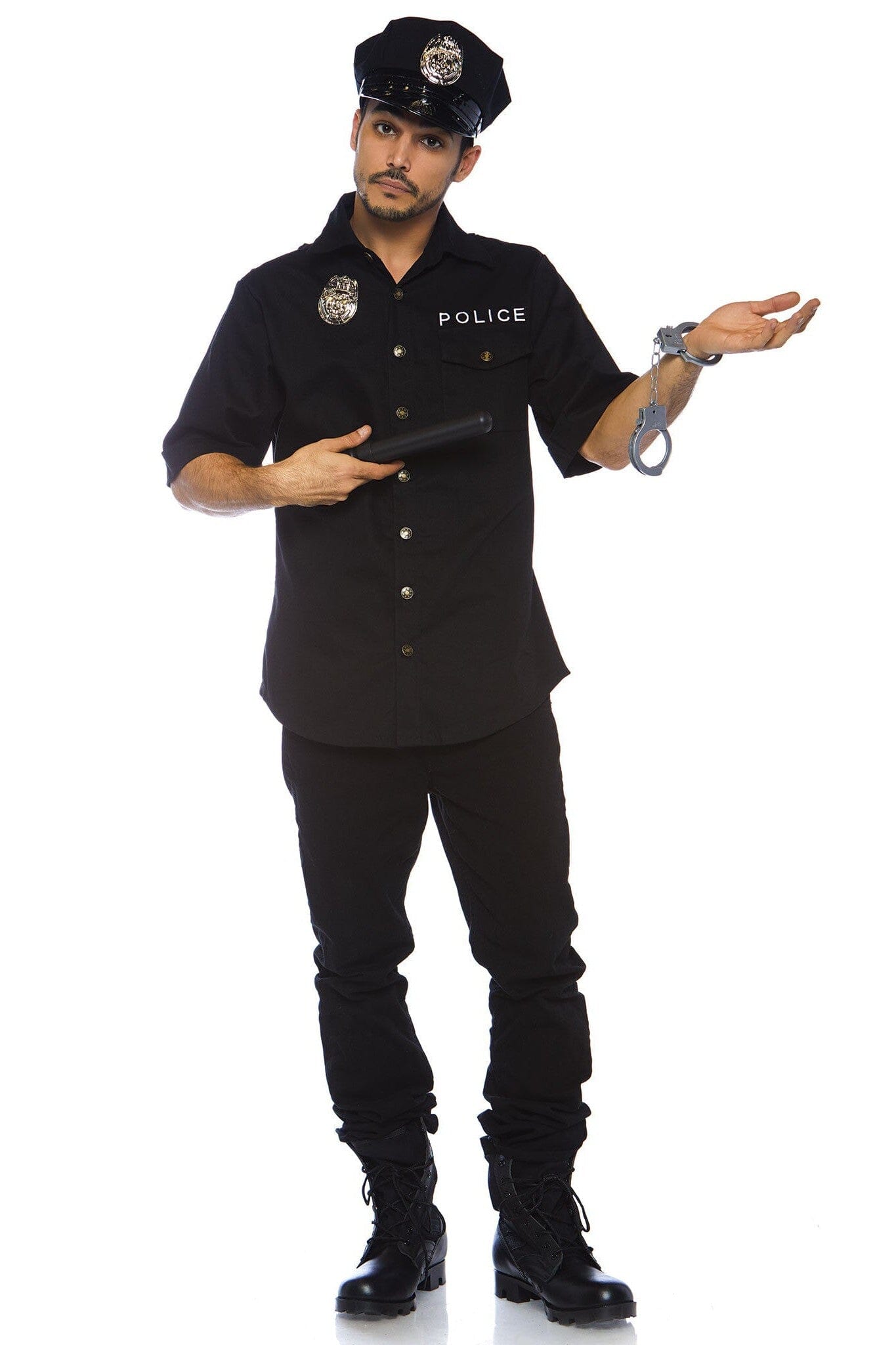 4-Piece Set of Men's Police Uniform Shirts with Accessories