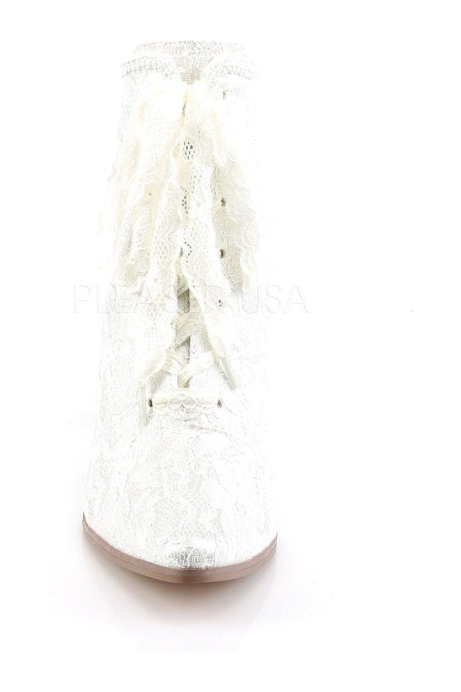 Ivory Genuine Satin Victorian-Style 30 Ankle Boots for Fashionable Wear