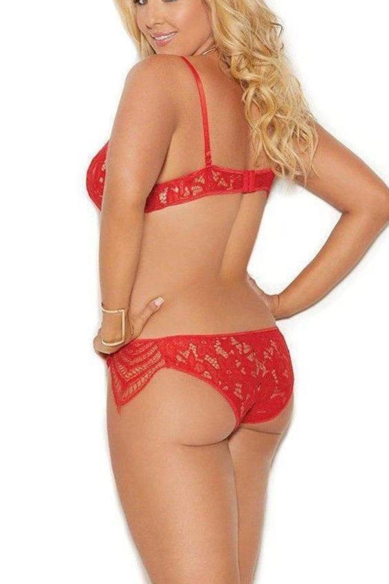 Plus Size Underwire Lace Bralette Set with Matching Panty by Elegant Moments