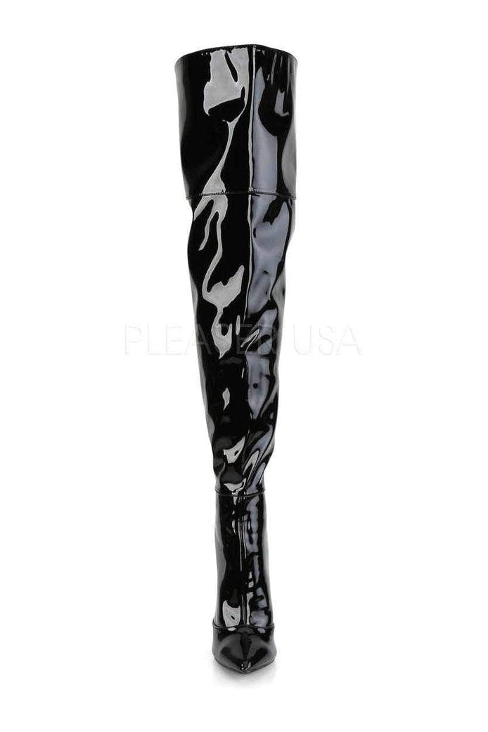 Stylish Black Patent Leather Courtly-3012 Thigh High Boots for Fashionable Women