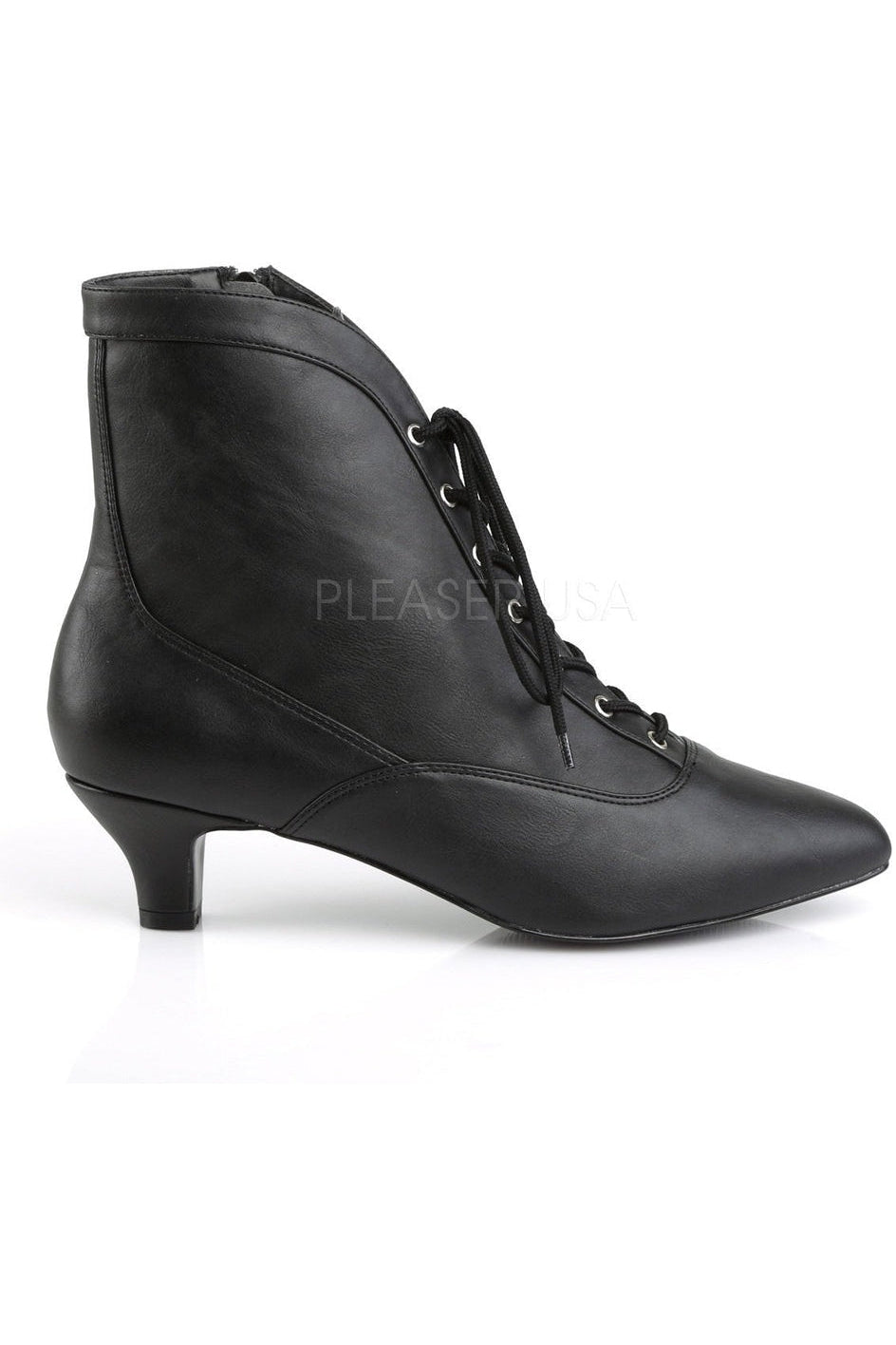 Black Faux Leather Ankle Boot FAB - 1005 with 2 - inch Heel
