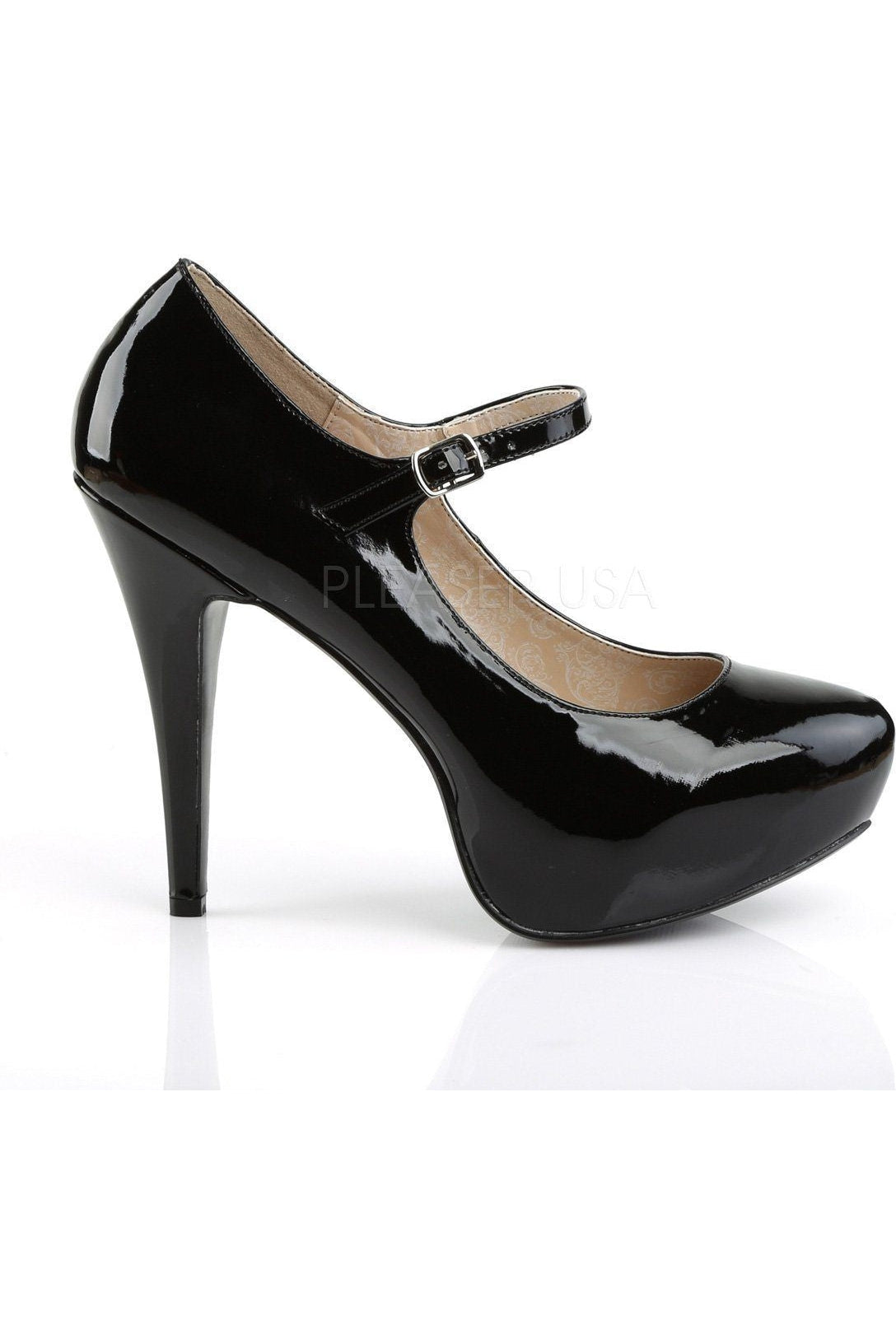 Stylish Black Patent CHLOE-02 Maryjane Pump with High Heel