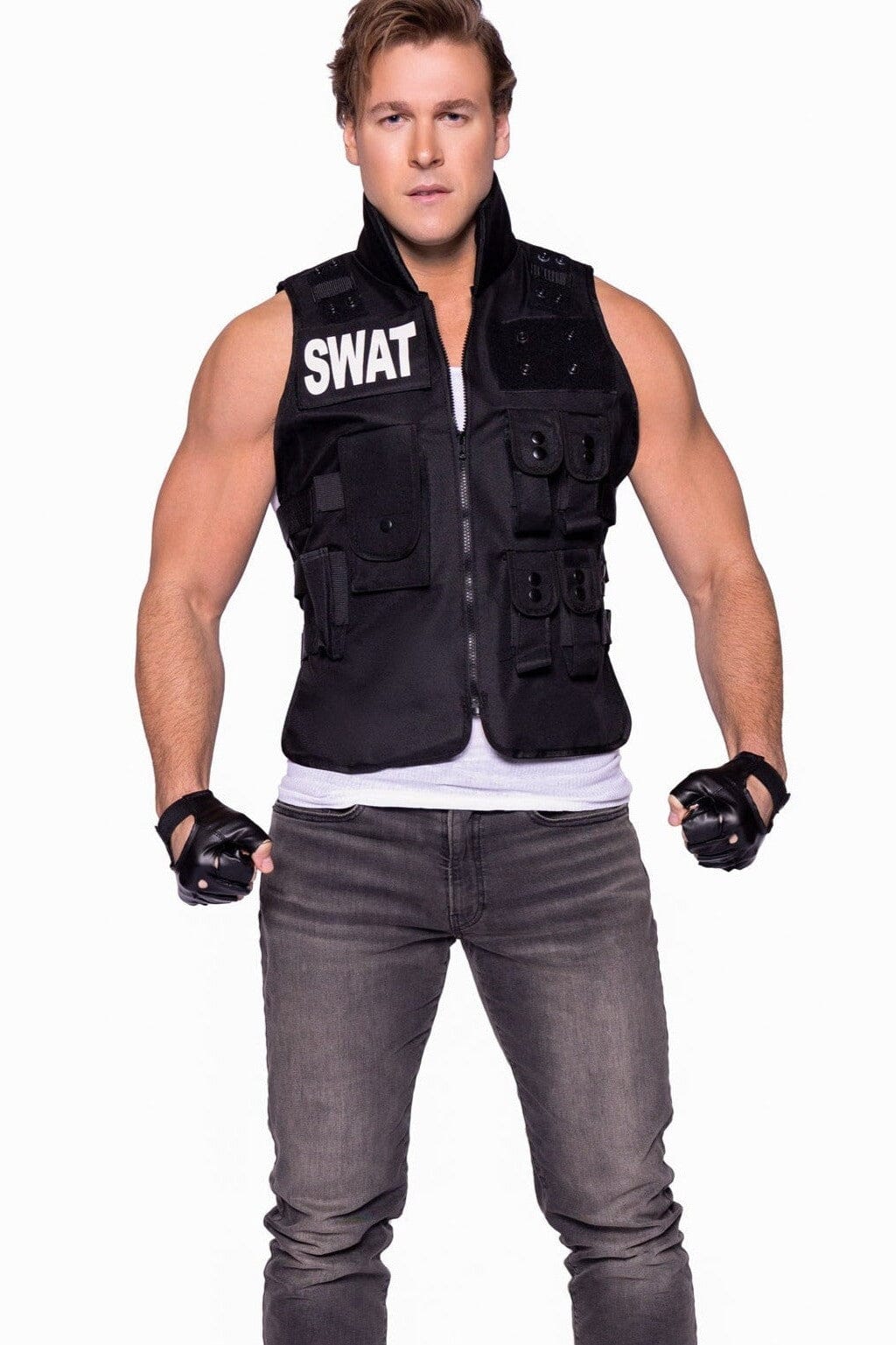 Leg Avenue 2 Piece SWAT Commander Set with Utility Vest and Fingerless Gloves