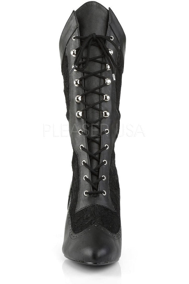 Black Faux Leather DIVINE - 1050 Calf - High Knee Boot with 3 - Inch Heel