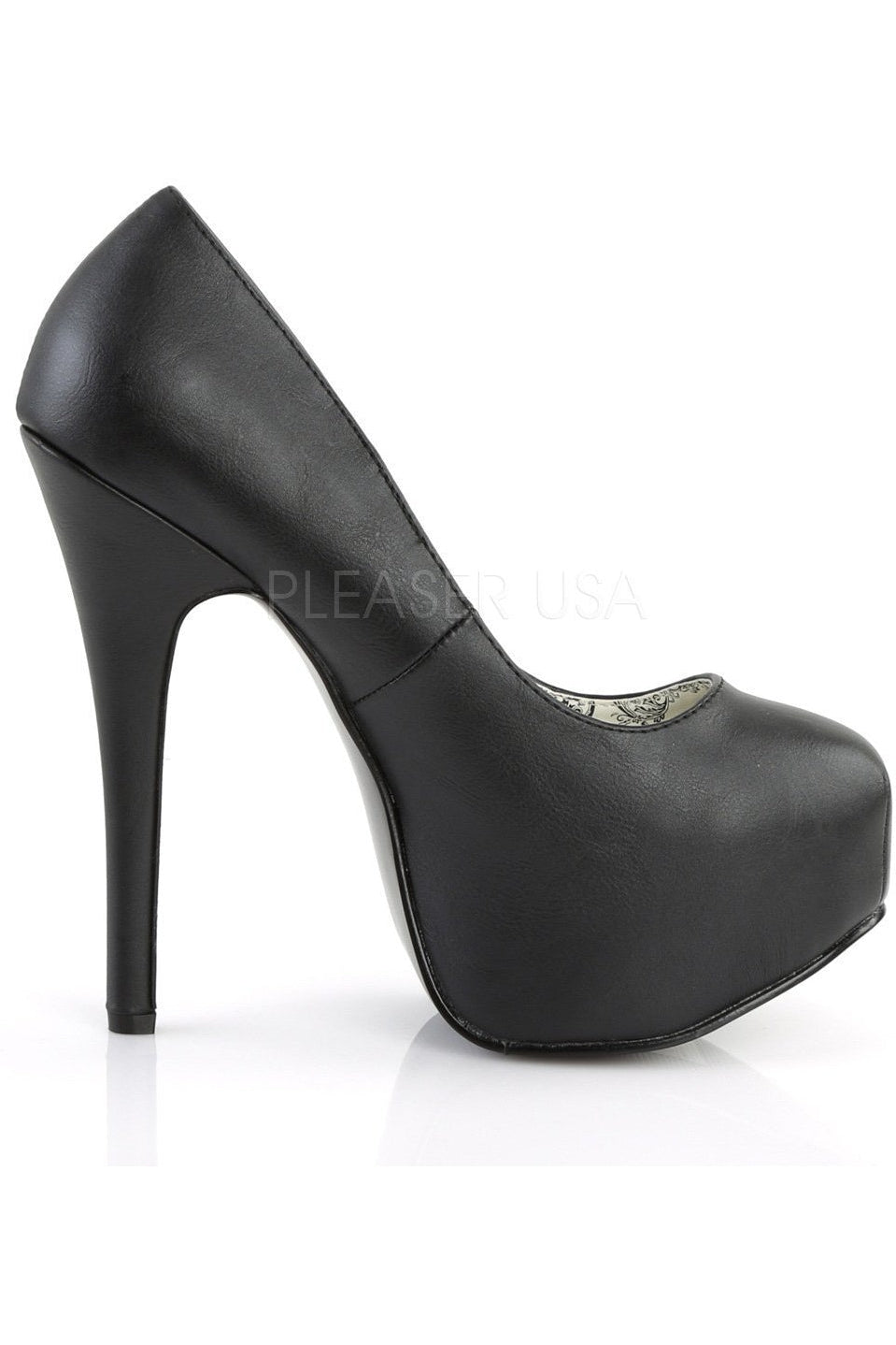 TEEZE-06 Black Faux Leather Platform Pump Shoes