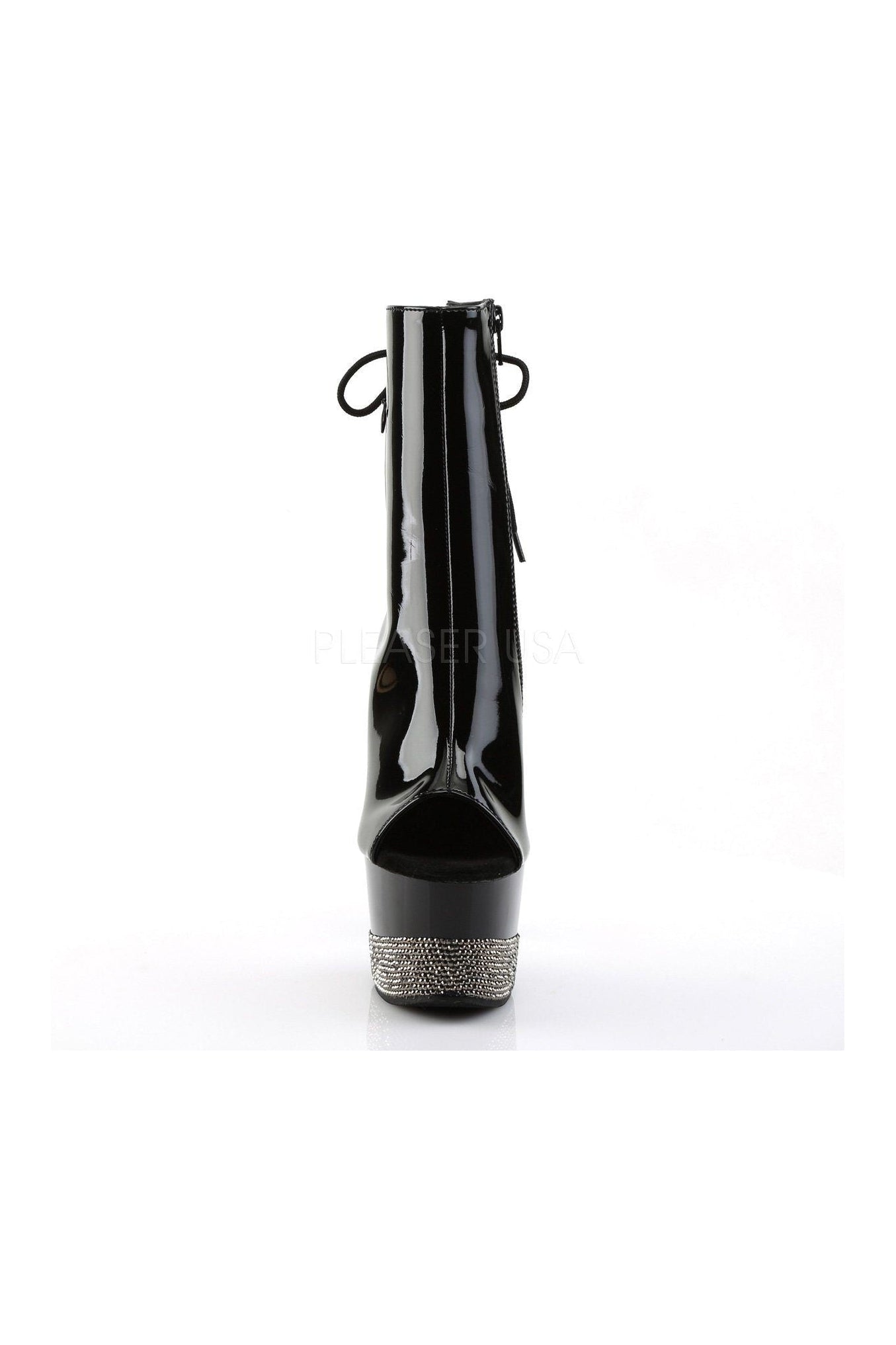ADORE Brand 1018-3 Model Black Patent Leather Platform Ankle Boots for Fashionable Women