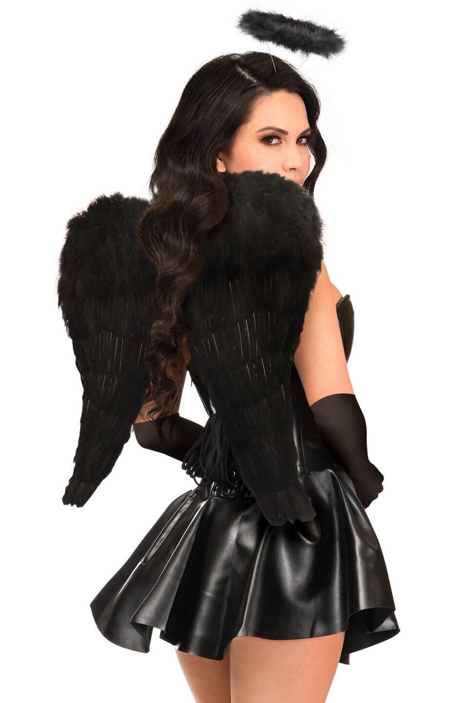 Top - Quality 4 - Piece Faux Leather Dark Angel Corset Dress Costume Set for Cosplay