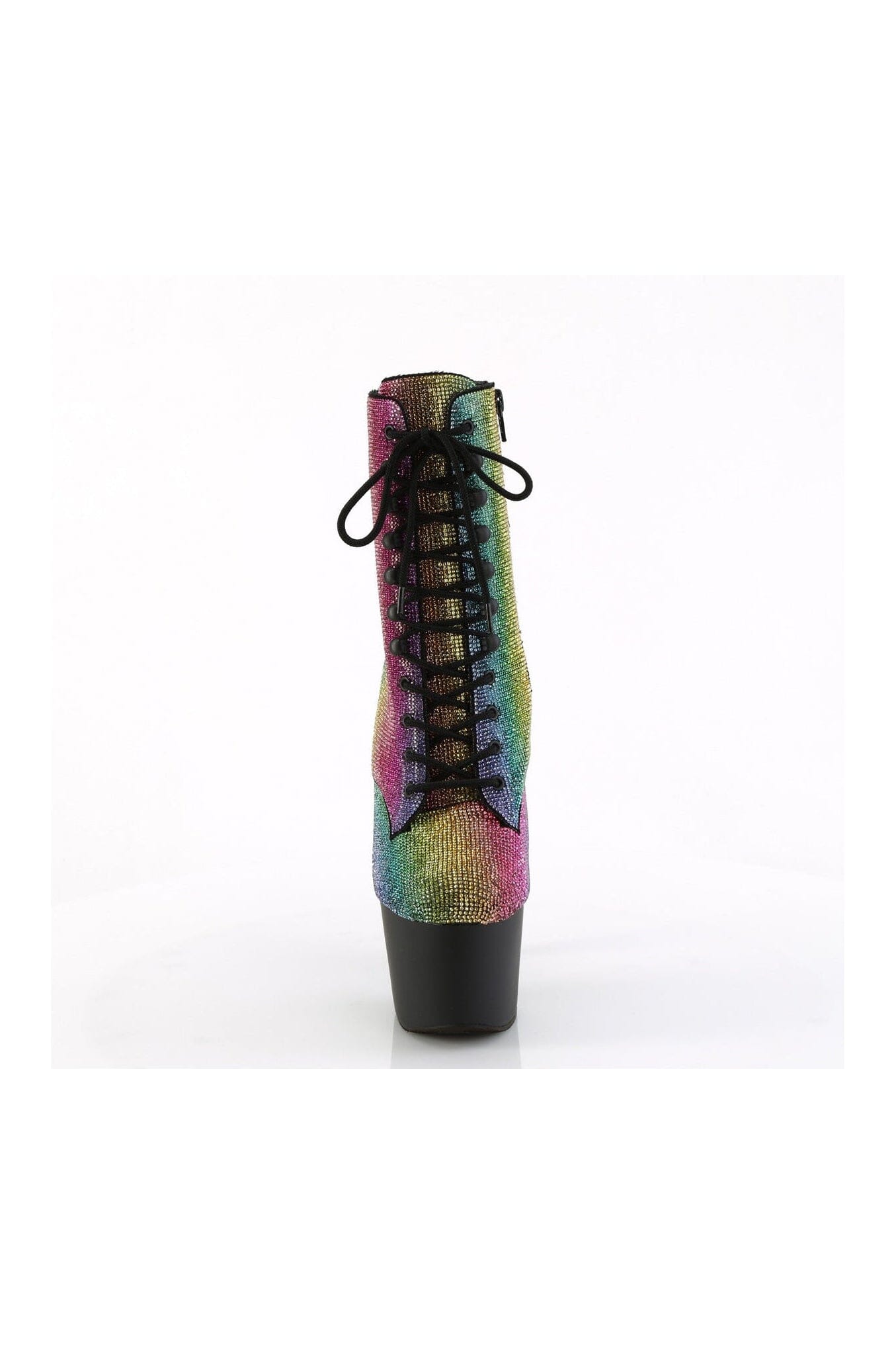 Pleaser ADORE-1020RS Rainbow Faux Suede Rhinestone Ankle Boots