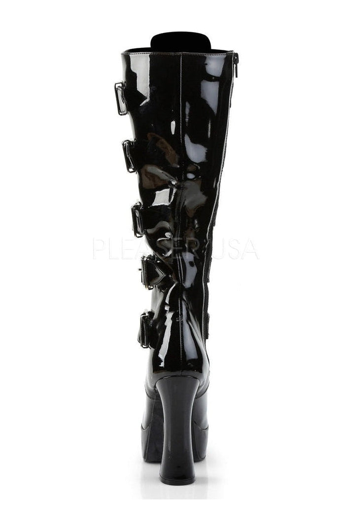 Stylish ELECTRA-2042 Black Patent Platform Knee Boots
