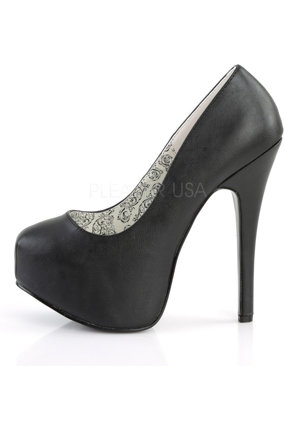 TEEZE-06 Black Faux Leather Platform Pump Shoes