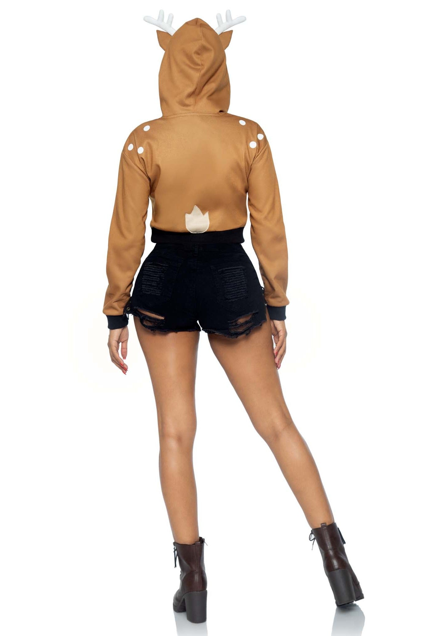 Fawn Colored Cropped Hooded Sweatshirt by Leg Avenue