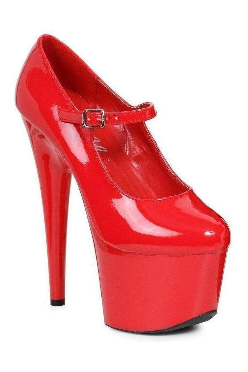 Stylish Red Patent 709-DOM Platform Pump with 7' Heel