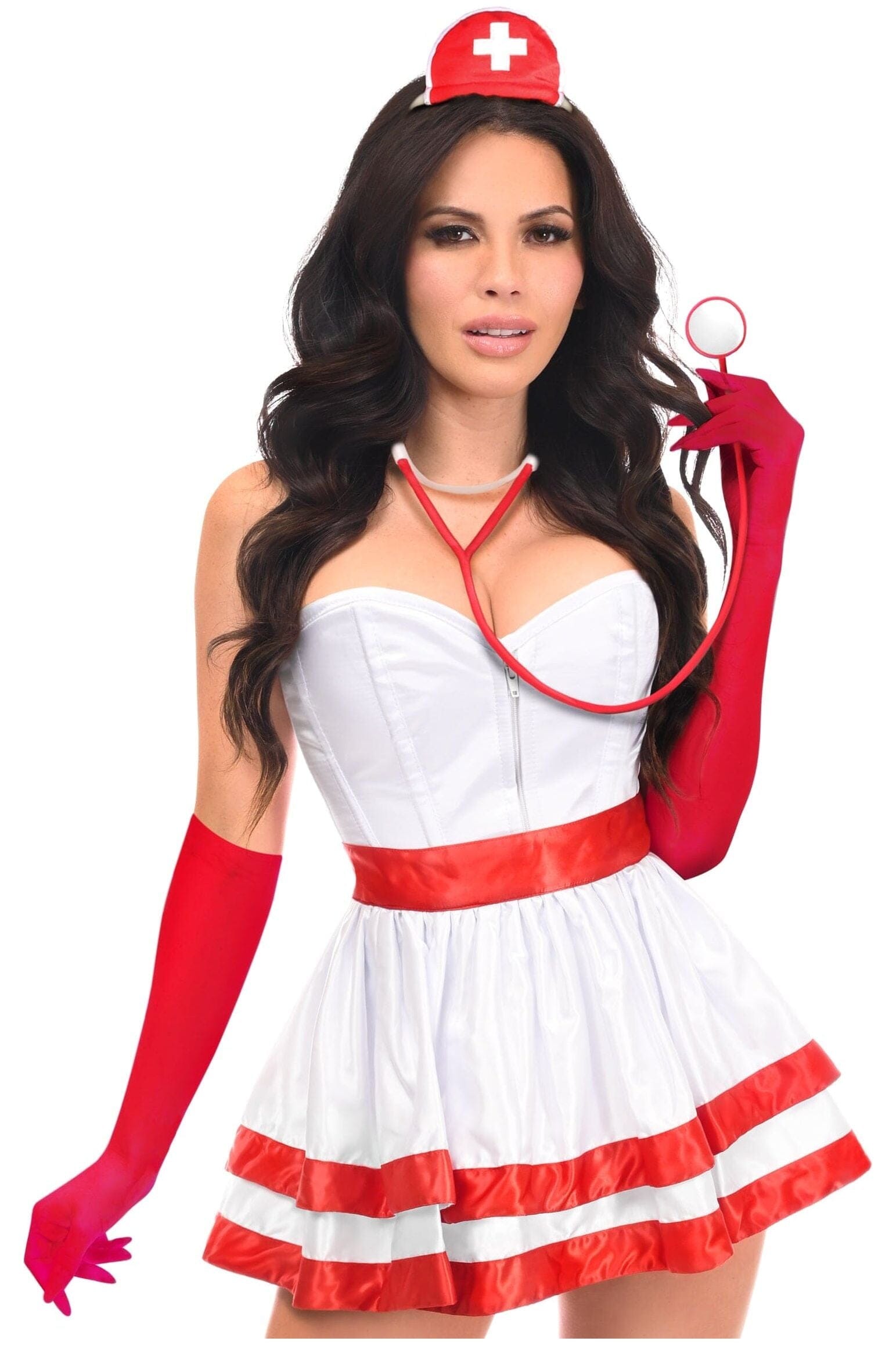 Luxurious 5-Piece Heart-Stopping Nurse Corset Costume