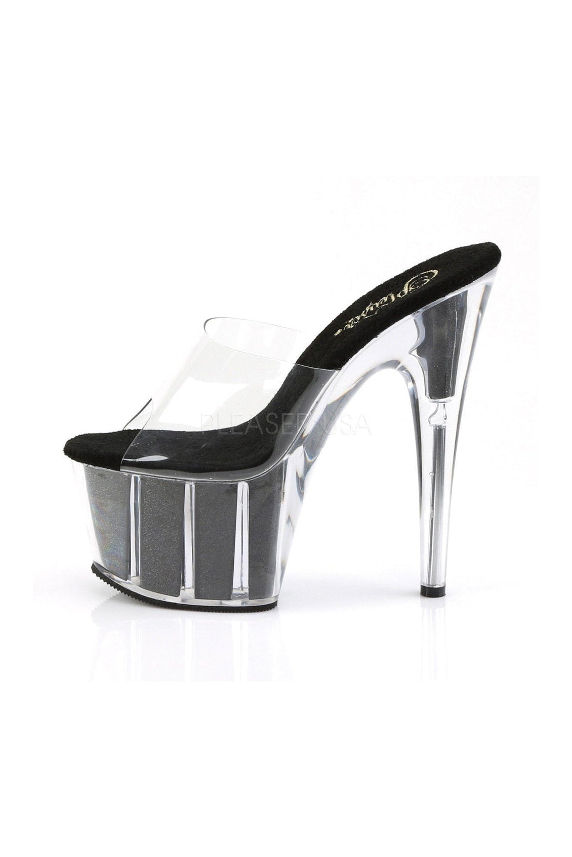 ADORE-701G Black Vinyl Women's Platform Slide Sandals